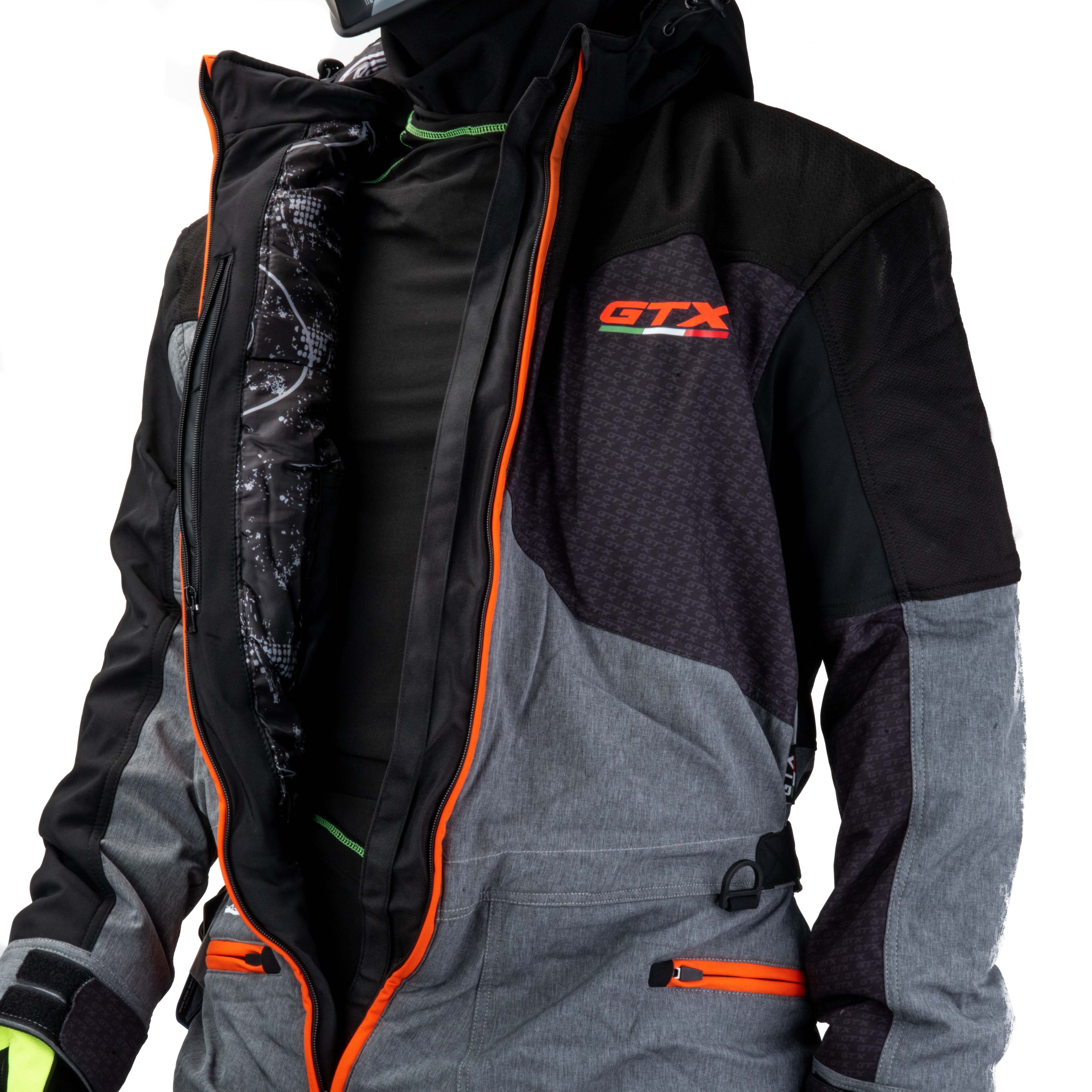 Комбинезон для снегохода GTX №3 black-orange (текстиль) (L)