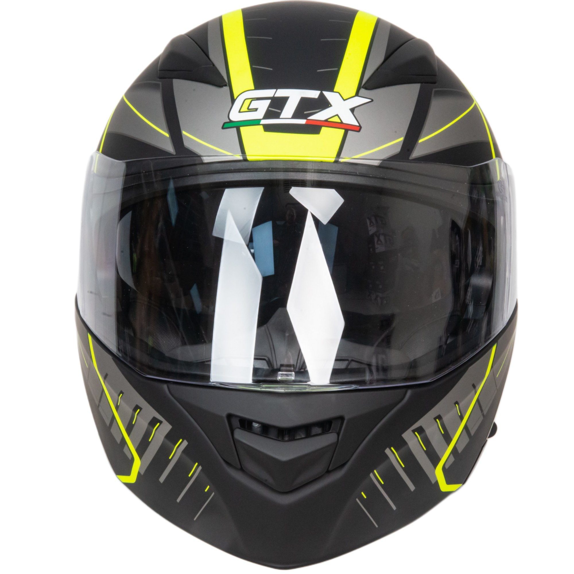 Шлем мото модуляр GTX 550 №3 (L) BLACK/FLUO YELLOW GREY (2 визора)
