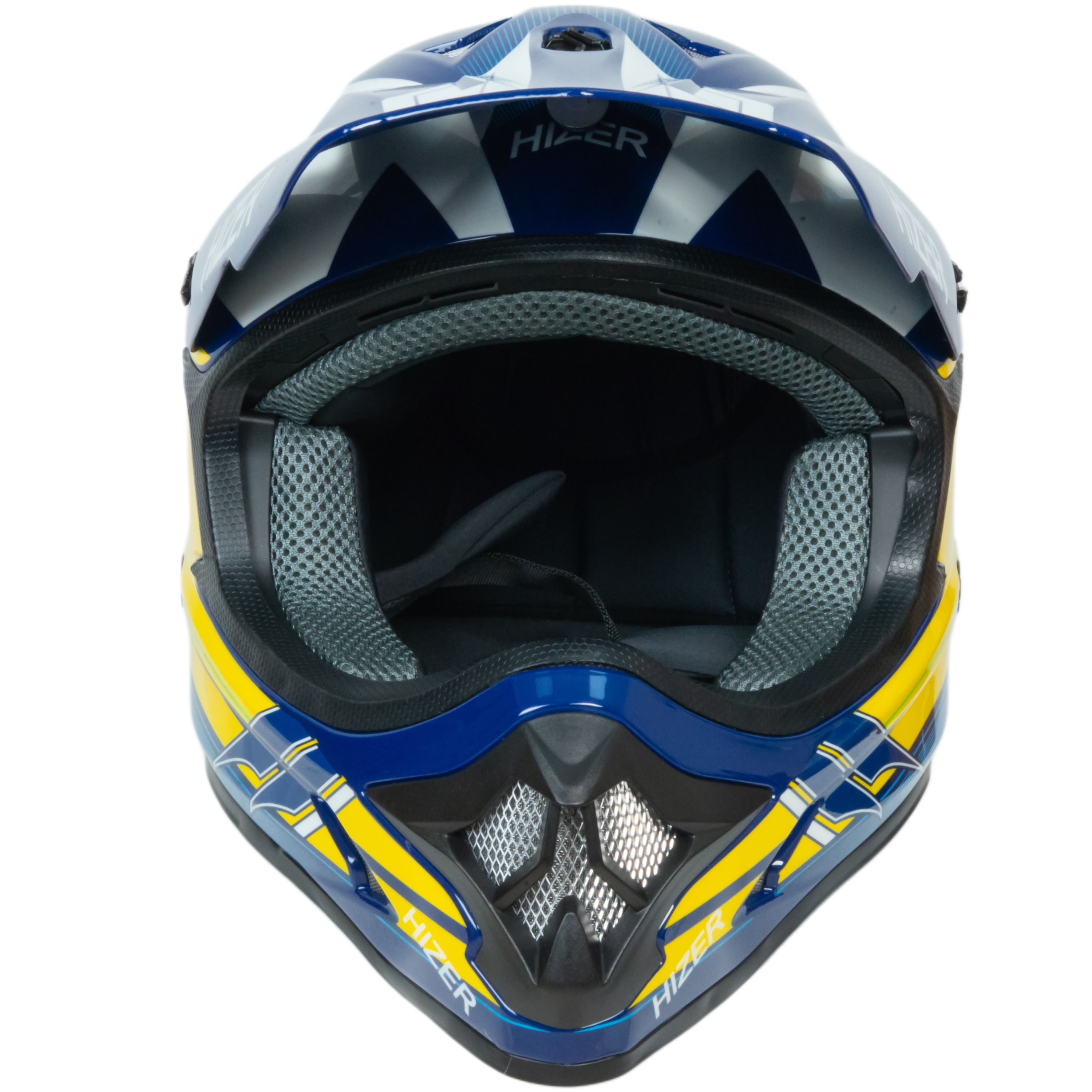 Шлем мото кроссовый HIZER J6805 №3 (L) yellow/blue