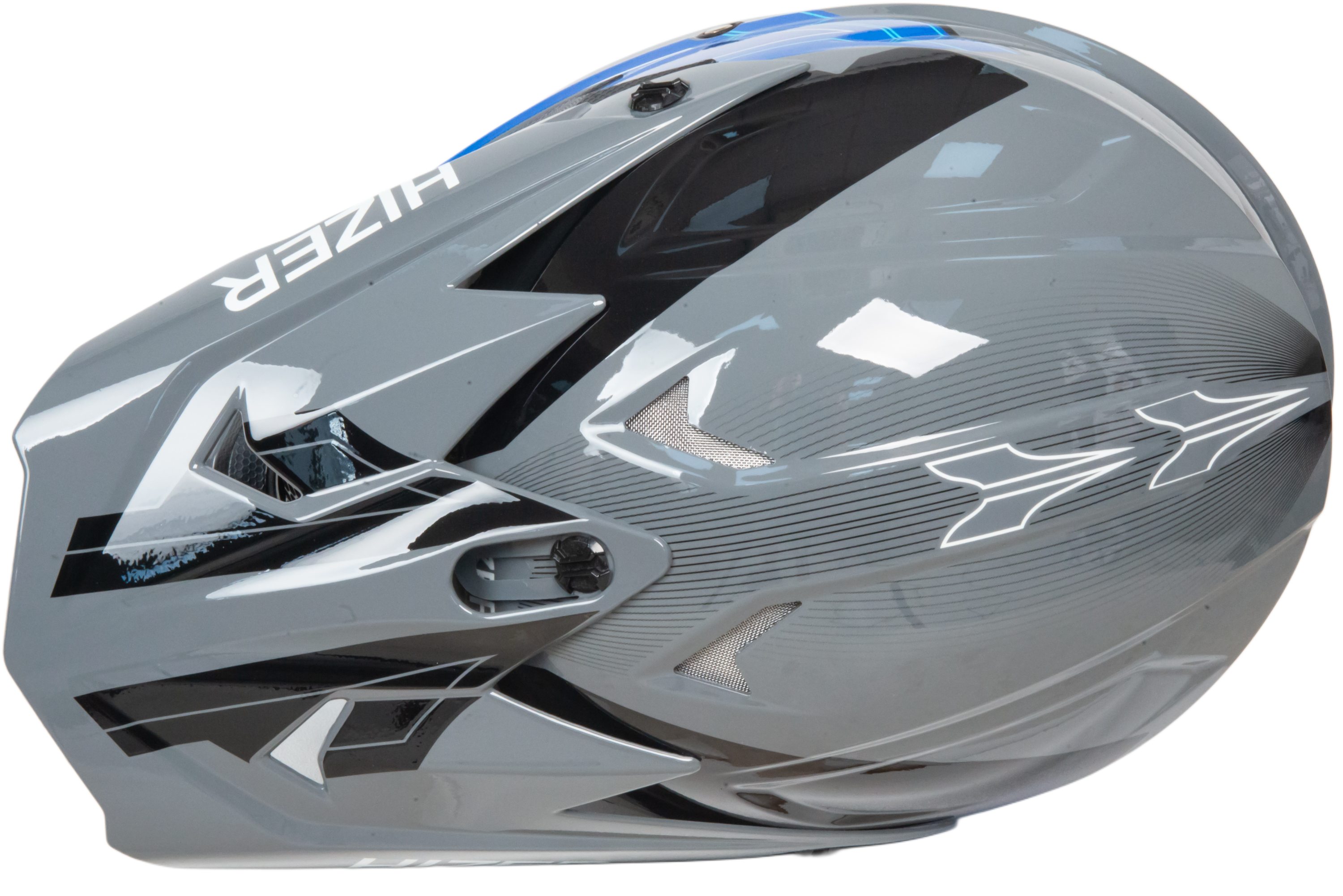 Шлем мото кроссовый HIZER J6805 №4 (XL) grey/blue