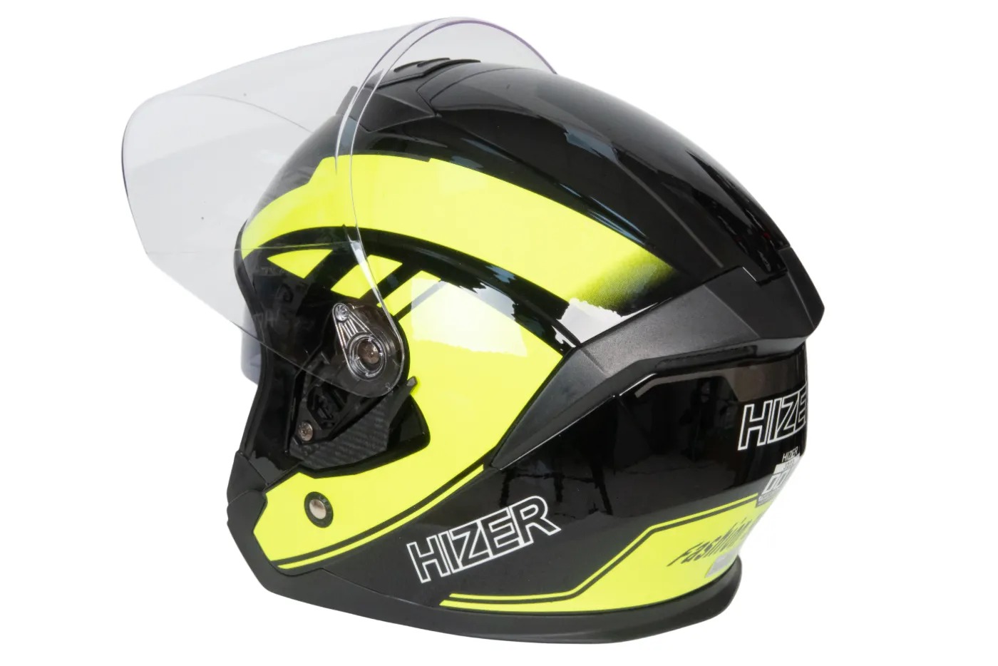 Шлем мото открытый HIZER J222 №2 (M) black/yellow (2 визора)