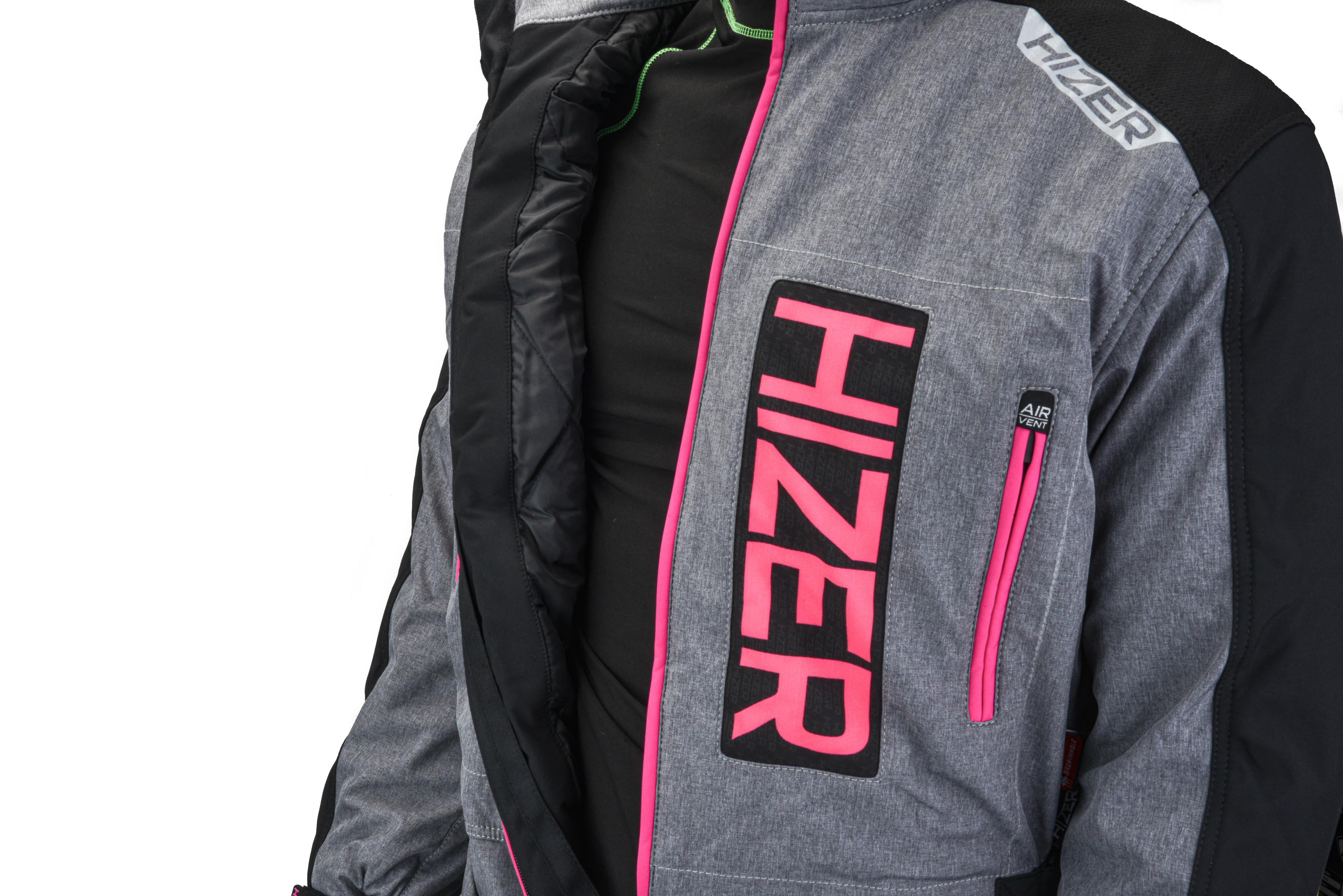 Комбинезон для снегохода (женский) HIZER №4 black-gray (текстиль) (M)