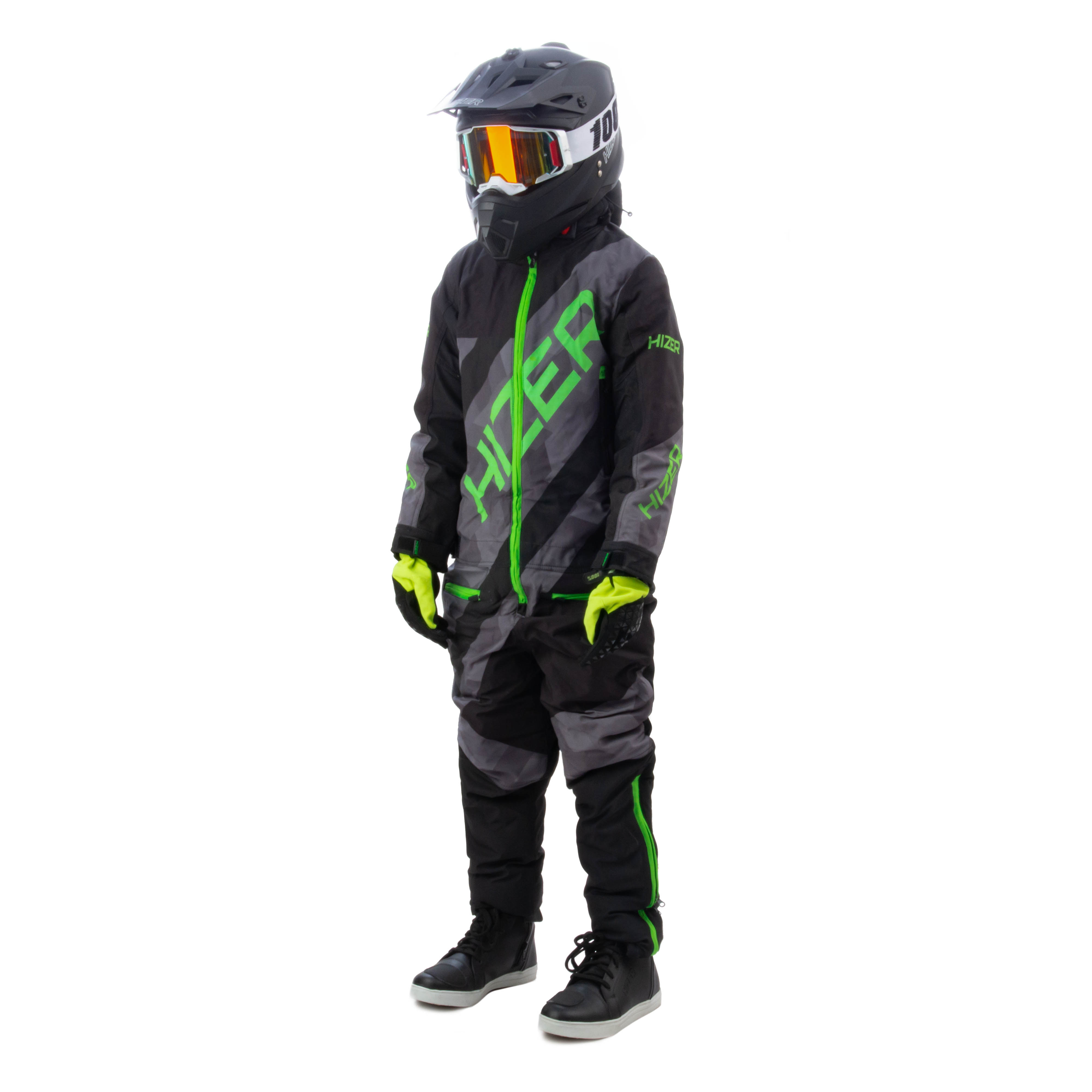 Комбинезон для снегохода (детский) HIZER №5 black-green (текстиль) (14Y)