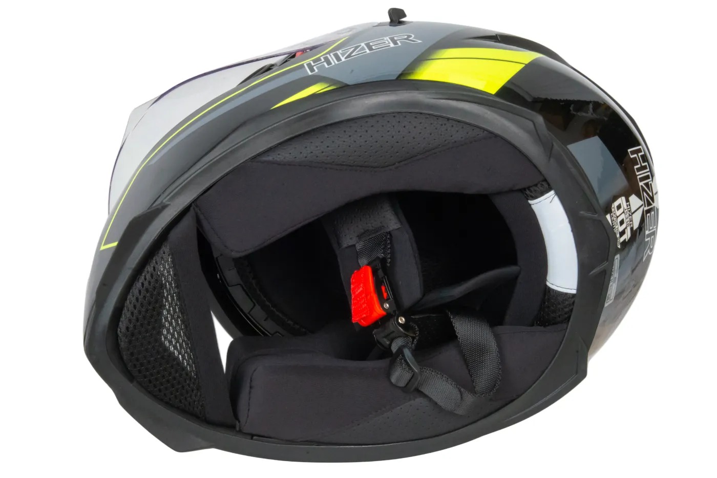 Шлем мото интеграл HIZER J5318 №1 (S)  black/yellow (2 визора)