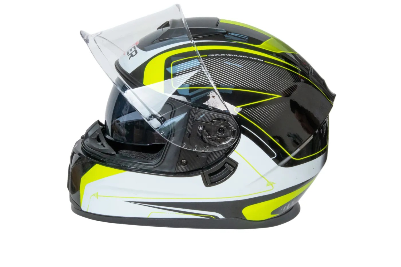 Шлем мото интеграл HIZER B566 №1 (M)  black/white/yellow (2 визора) 