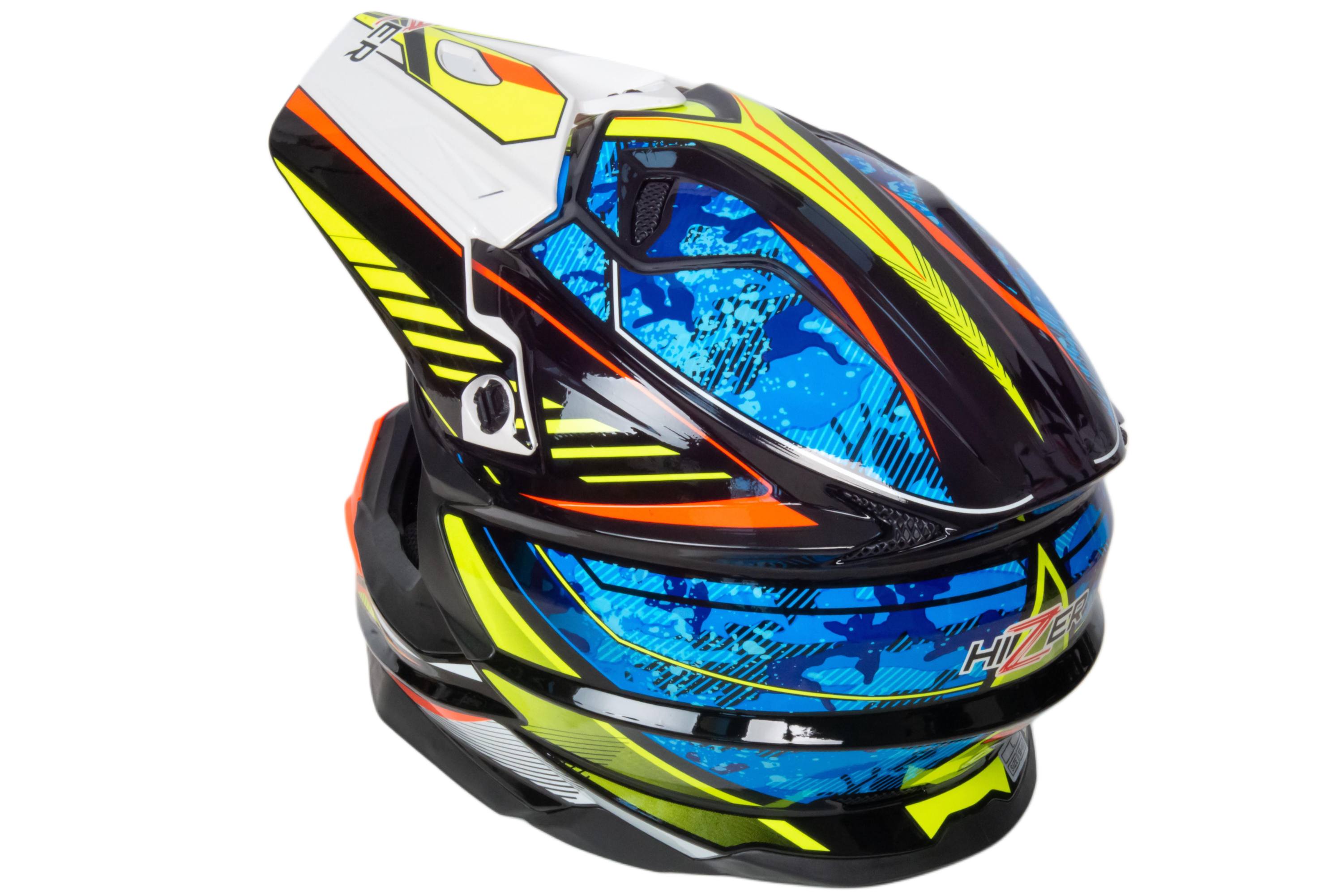 Шлем мото кроссовый HIZER J6803 №4 (S) BLACK/BLUE