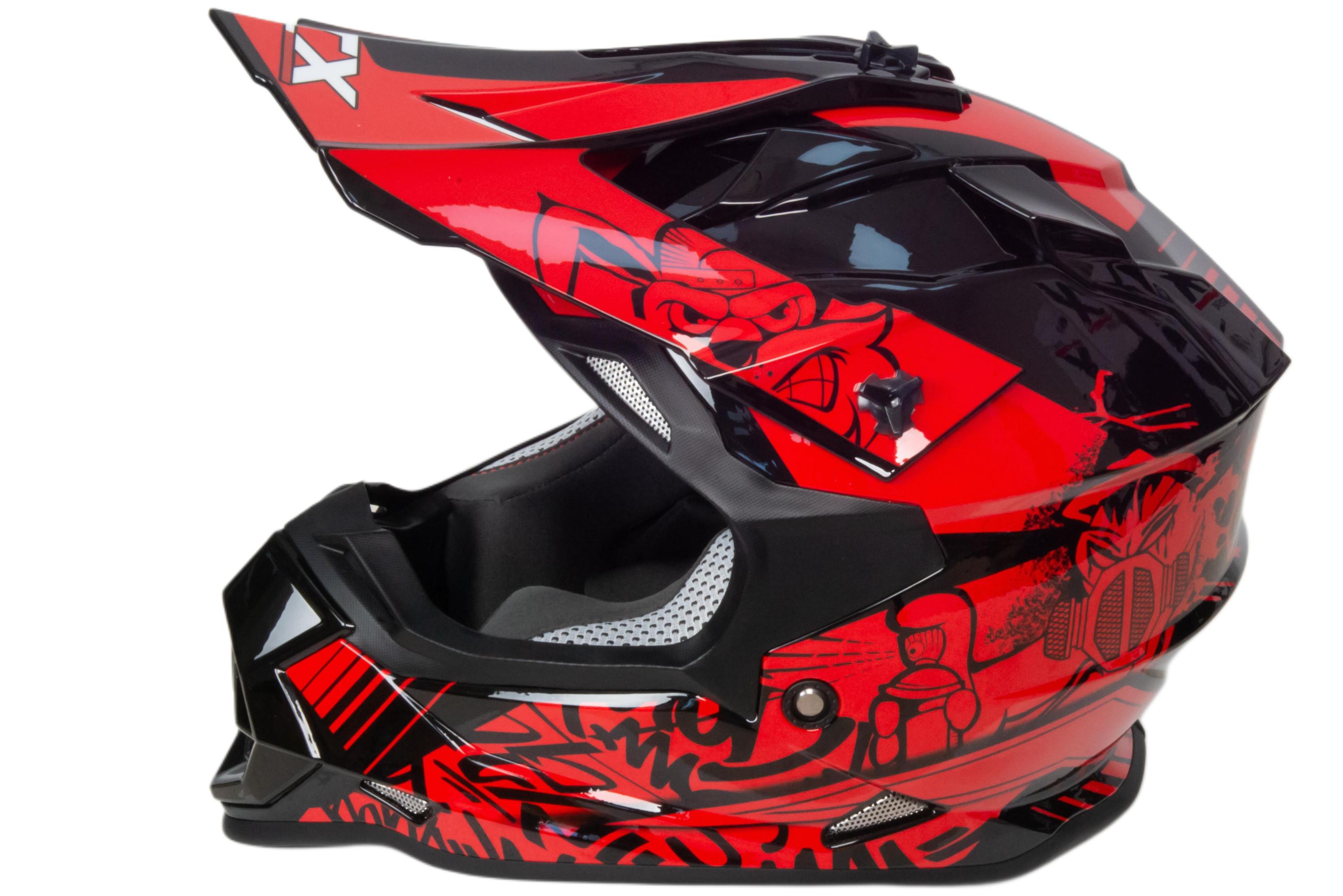 Шлем мото кроссовый GTX 632S №2 (M) BLACK / RED детский (51-52)