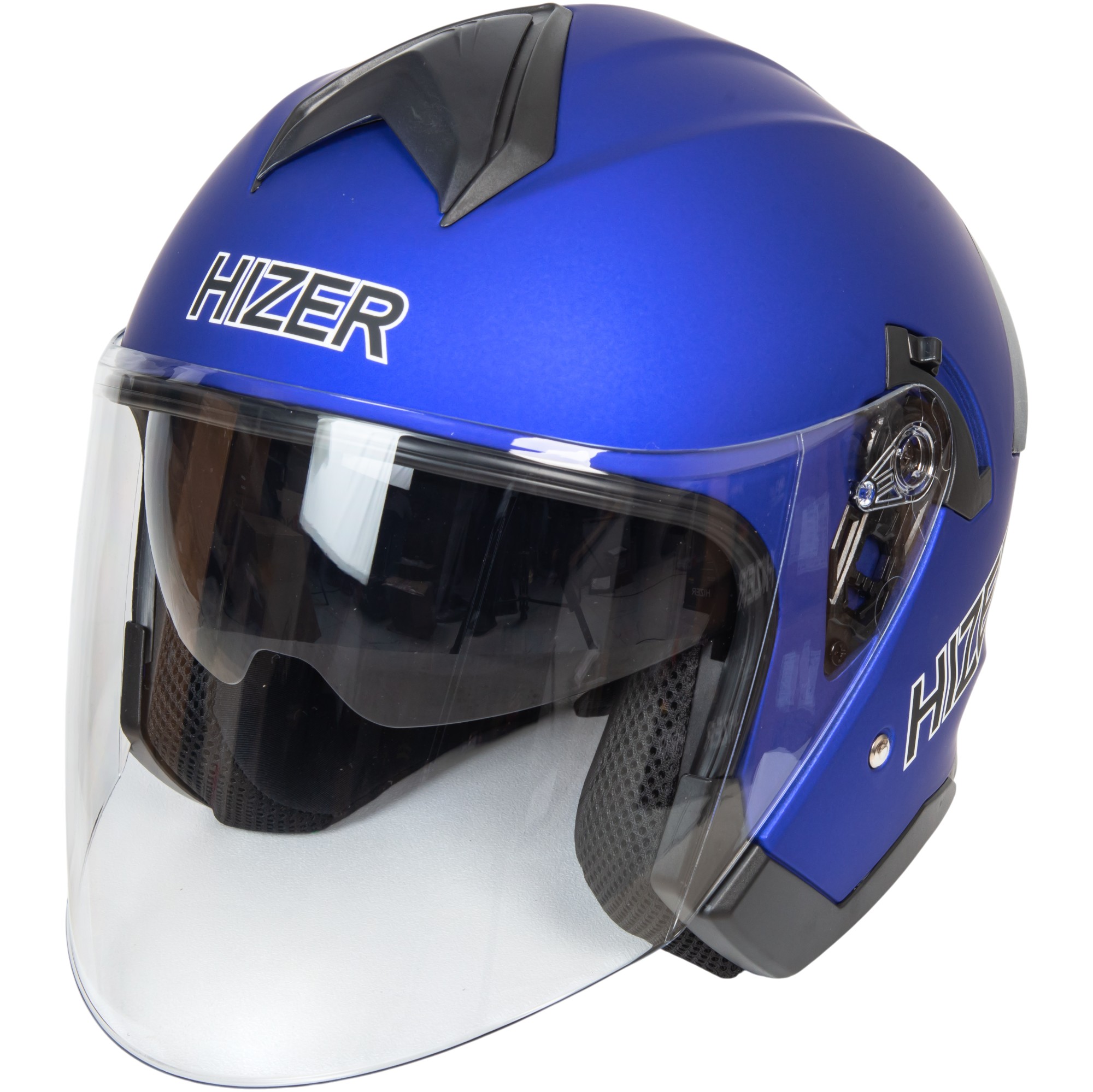 Шлем мото открытый HIZER J232 №2 (M) matte blue (2 визора)
