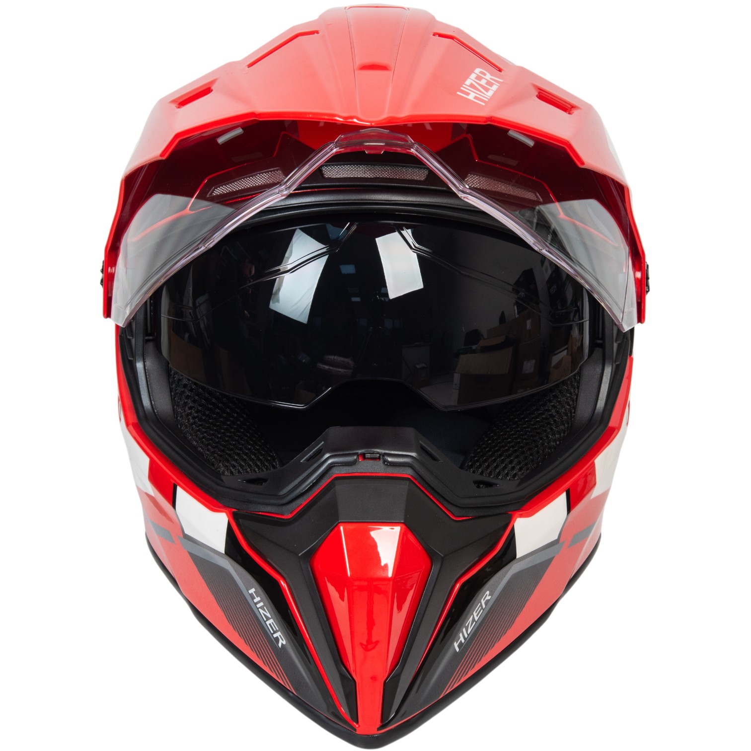 Шлем мото мотард HIZER J6808 №2 (XXL) red (2 визора)