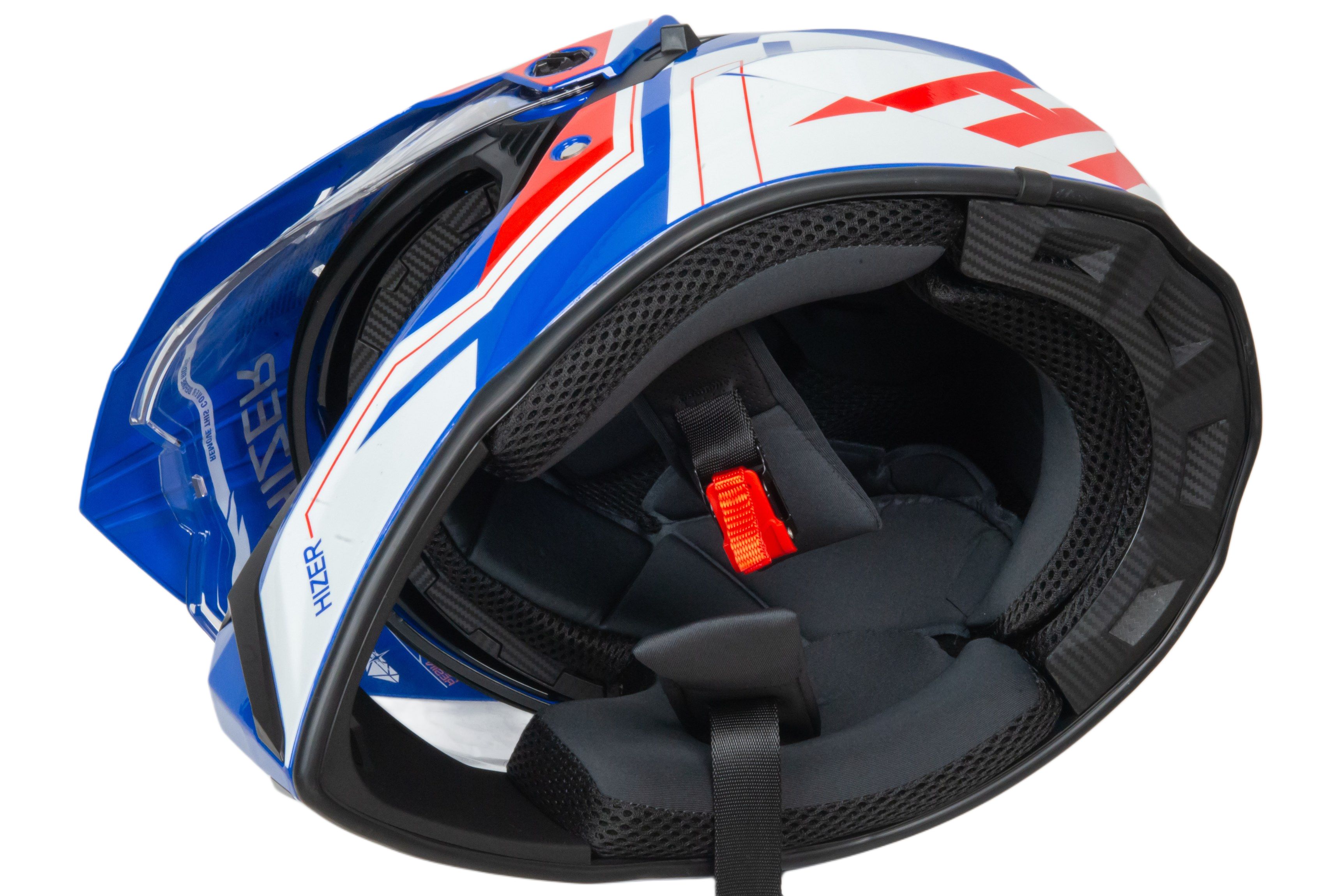 Шлем мото кроссовый HIZER J6808 №3 (M) white/blue/red