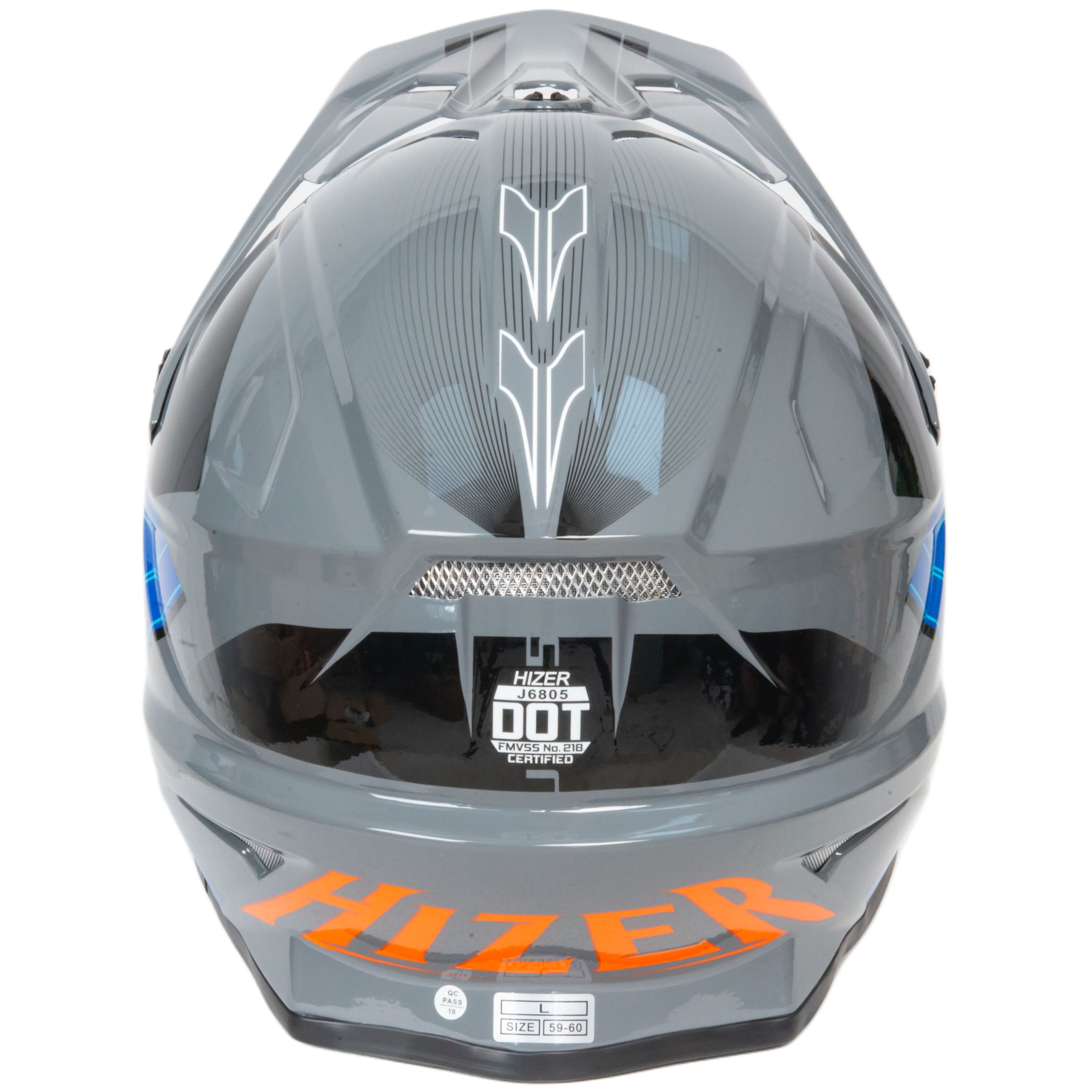 Шлем мото кроссовый HIZER J6805 №4 (XL) grey/blue