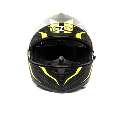 Шлем мото интеграл GTX 5672 №5 (XL) BLACK/FLUO YELLOW/GREY