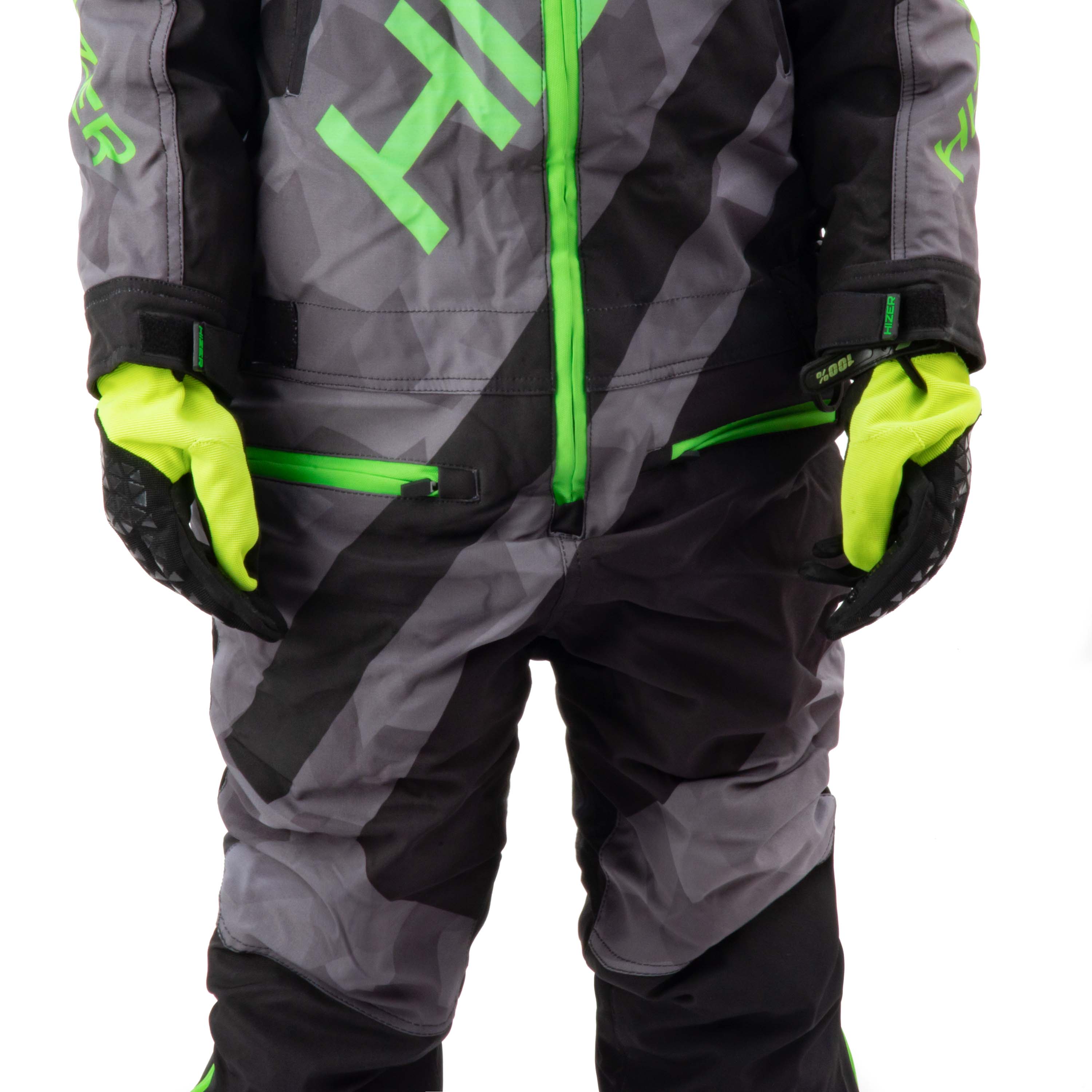 Комбинезон для снегохода (детский) HIZER №5 black-green (текстиль) (14Y)
