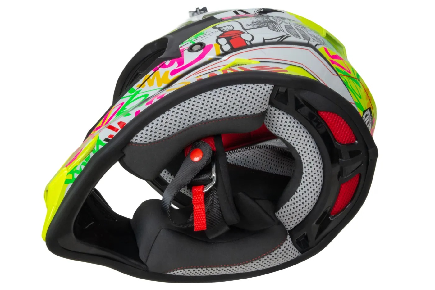 Шлем мото кроссовый GTX 632S №1 (L) FLUO YELLOW / RED BLUE детский (53-54)