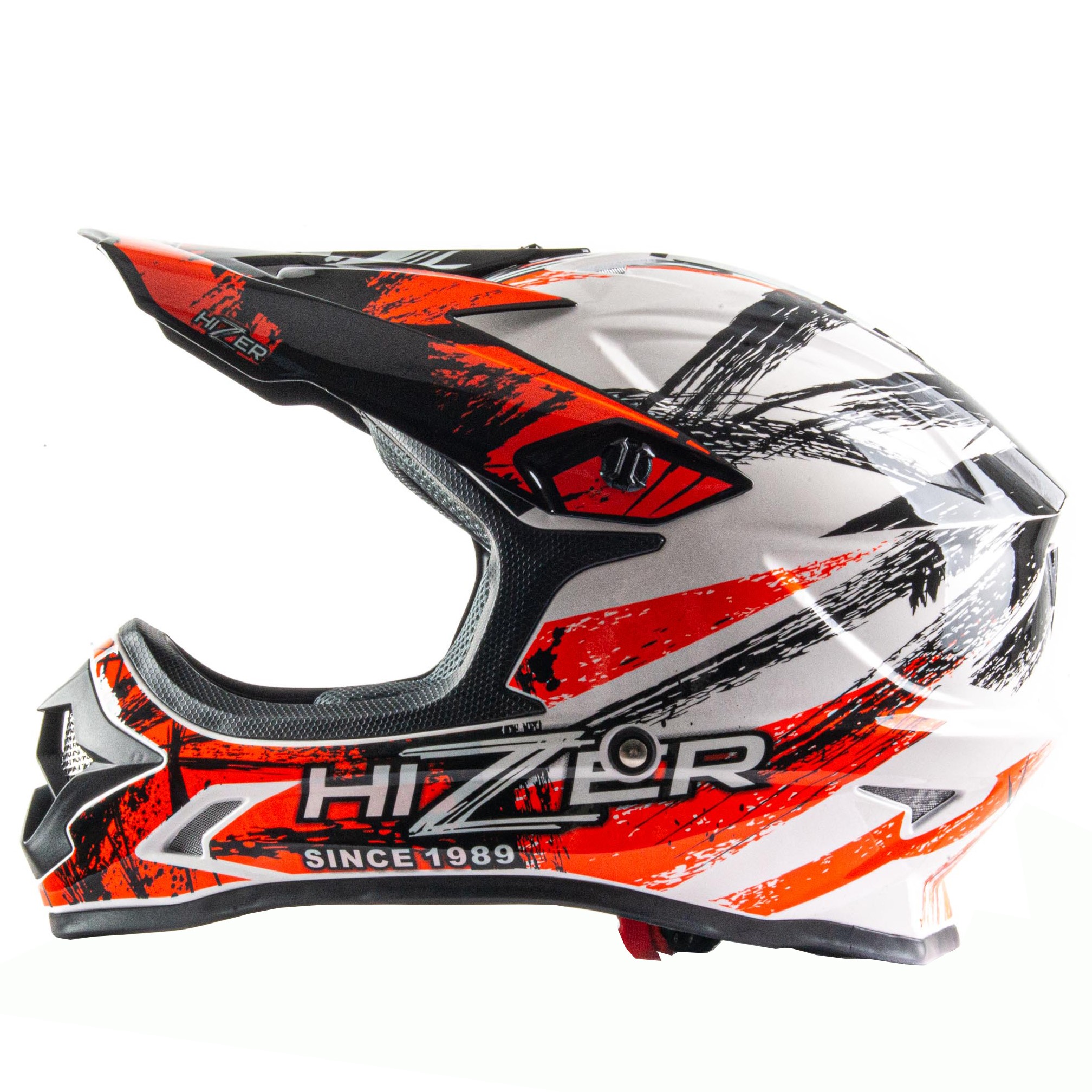 Шлем мото кроссовый HIZER J6805 №1 (S) black/white/orange