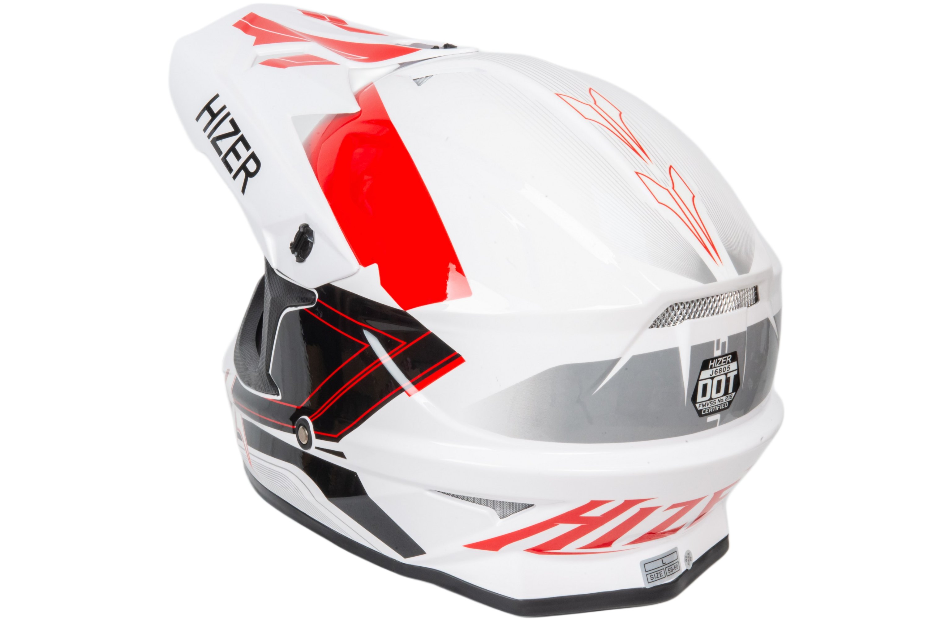 Шлем мото кроссовый HIZER J6805 №2 (S) white/red