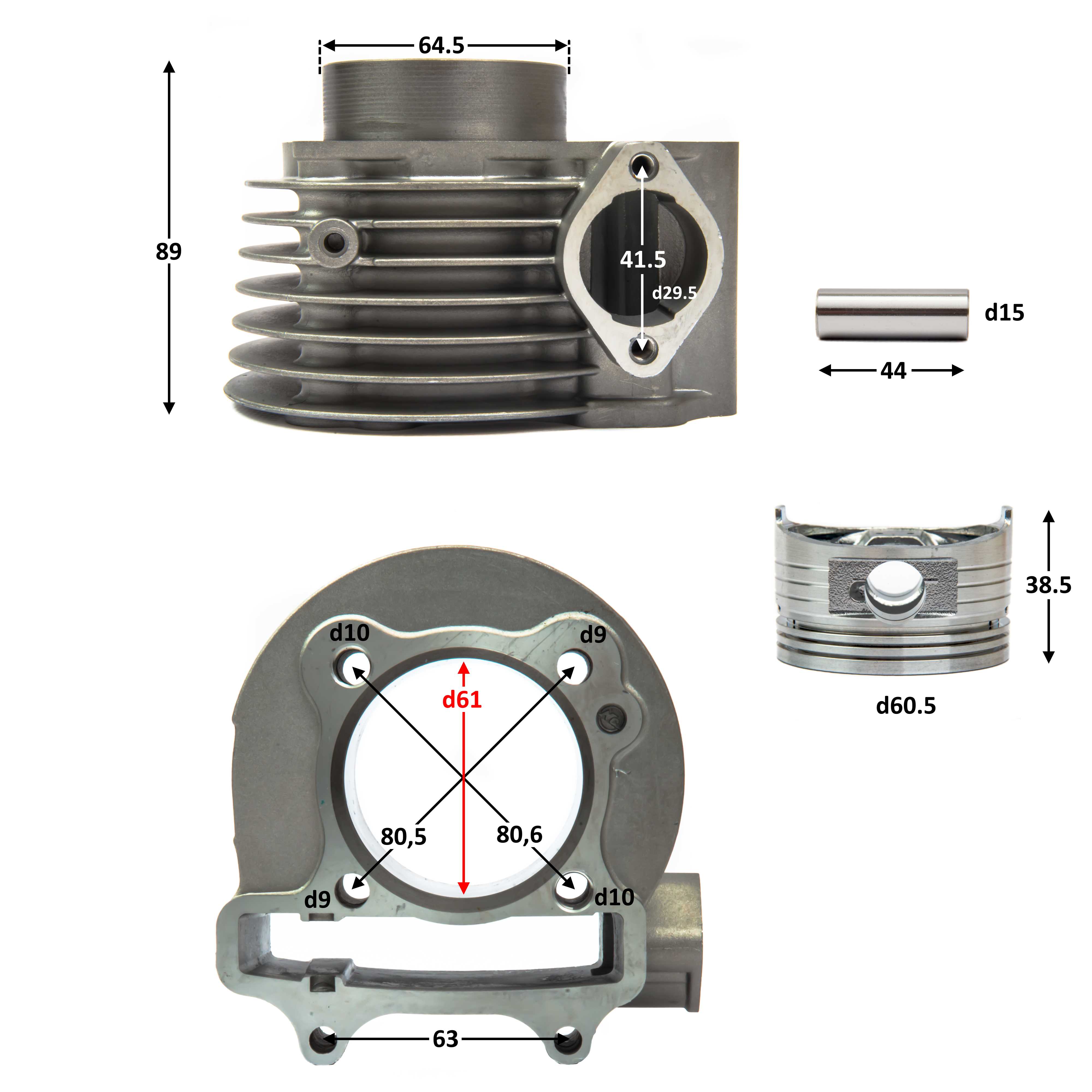 Цилиндро поршневая группа ( ЦПГ ) 157QMJ 170см3 d=61mm 