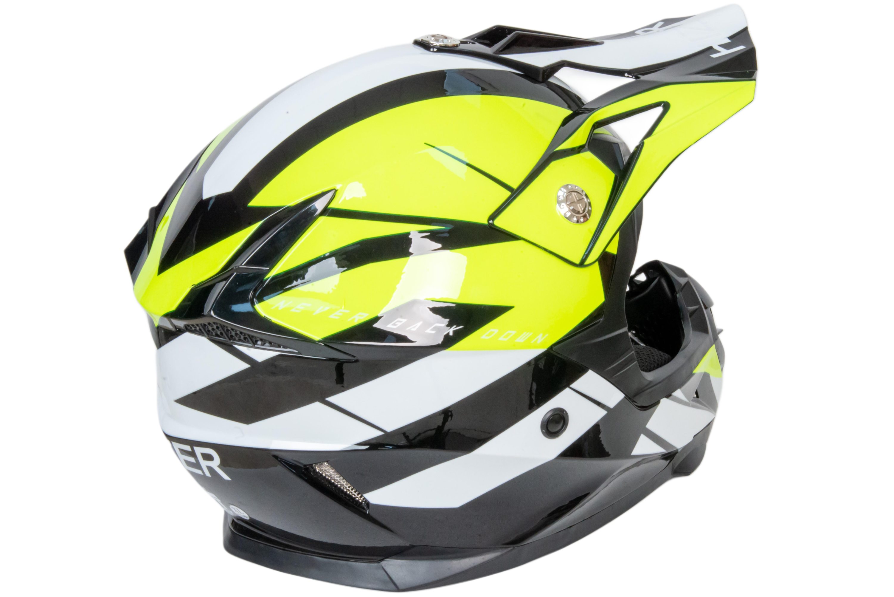 Шлем мото кроссовый HIZER 915 №7 (S) neon/yellow/white
