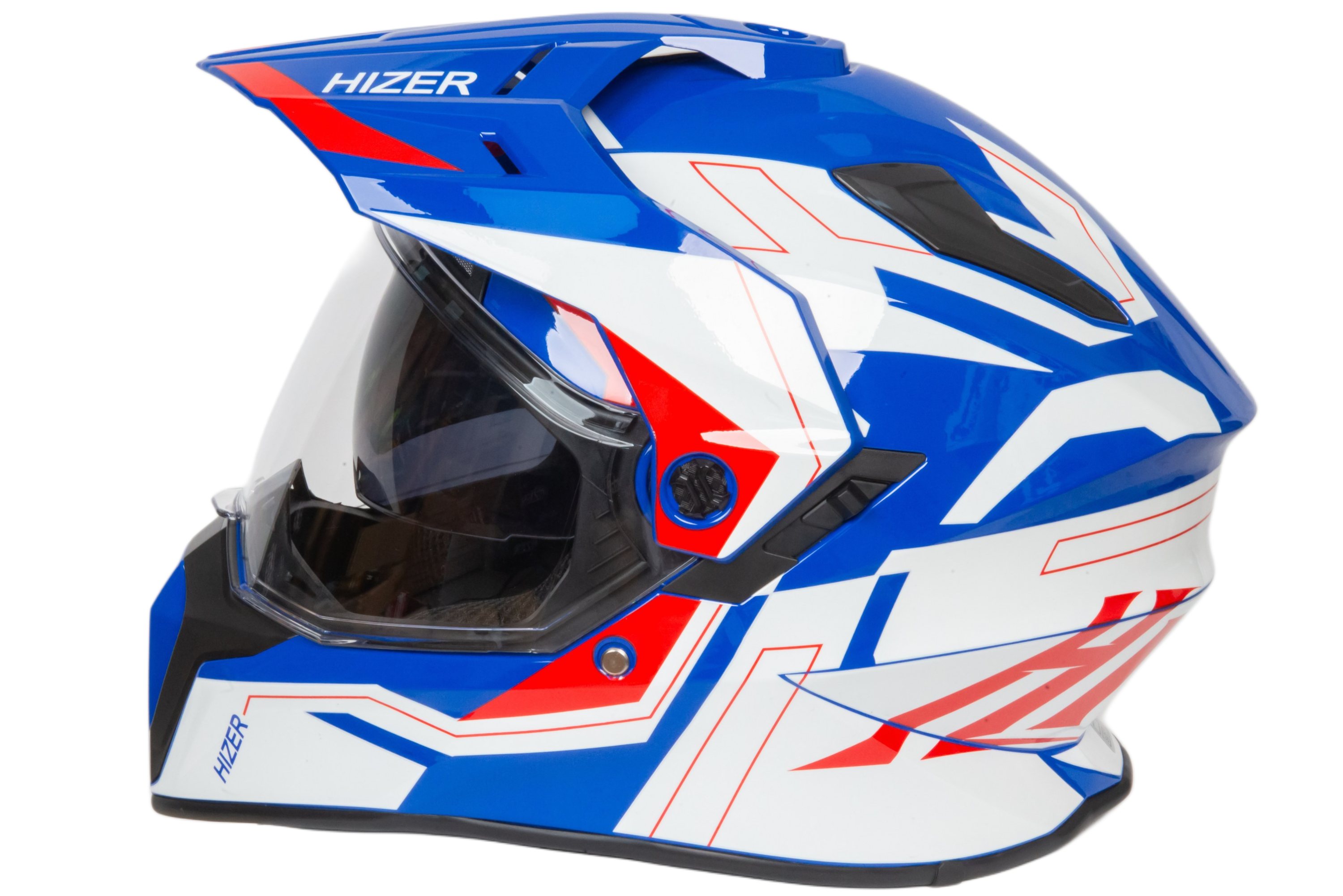 Шлем мото кроссовый HIZER J6808 №3 (M) white/blue/red