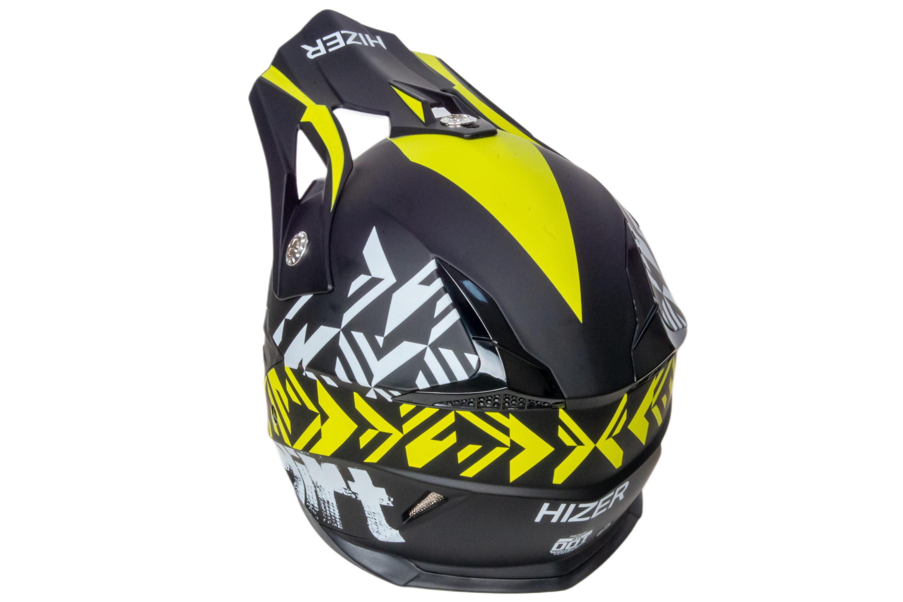 Шлем мото кроссовый HIZER 211 №2 (S)  black/green (подростковый)
