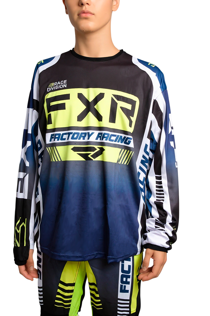 Джерси/футболка для мотокросса FXR №4 (L) blue/black/white/neon green