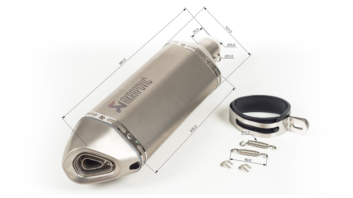 Глушитель AKRAPOVIC  №2 шестигранный титан, диаметр 35 мм