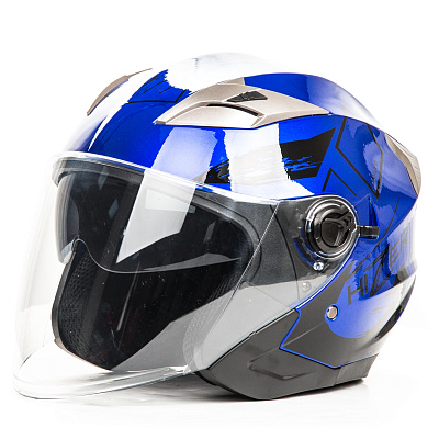 Шлем мото открытый HIZER B208 №3 (XL) blue/black (2 визора)