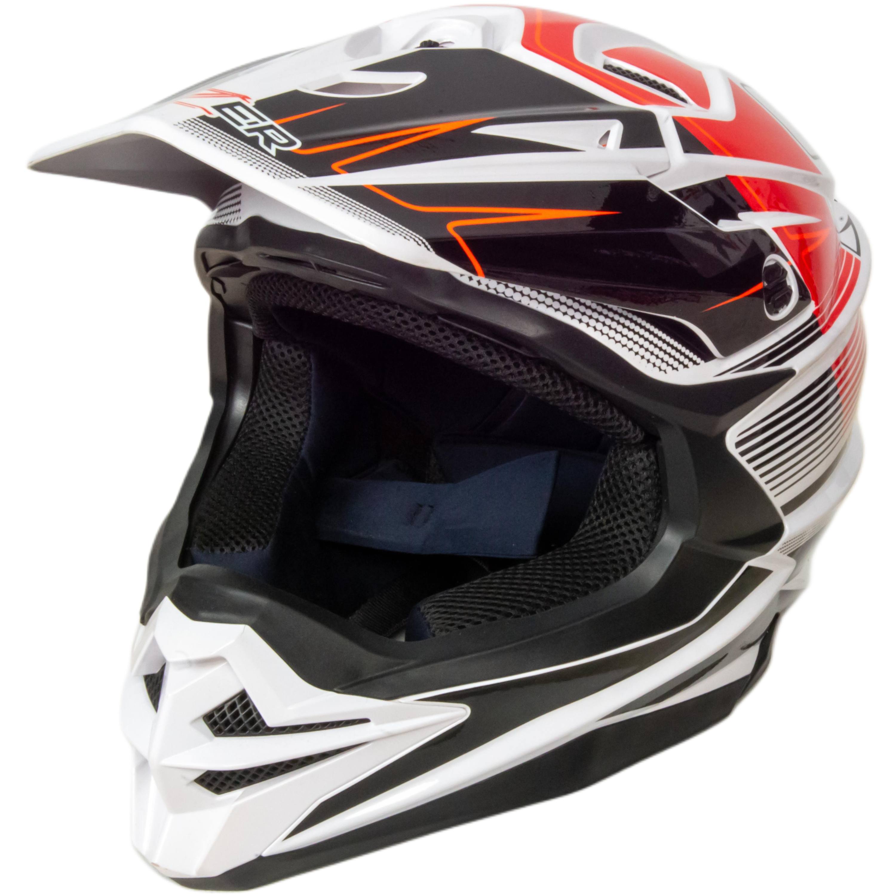 Шлем мото кроссовый HIZER J6803 №1 (S) WHITE/ORANGE