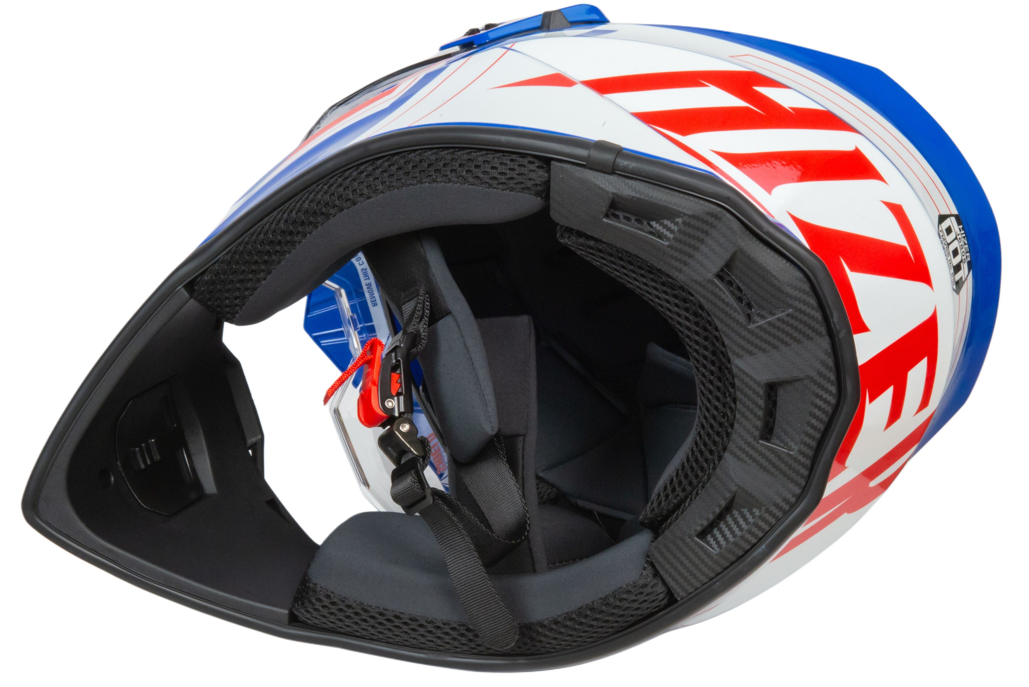 Шлем мото кроссовый HIZER J6808 №3 (M) white/blue/red