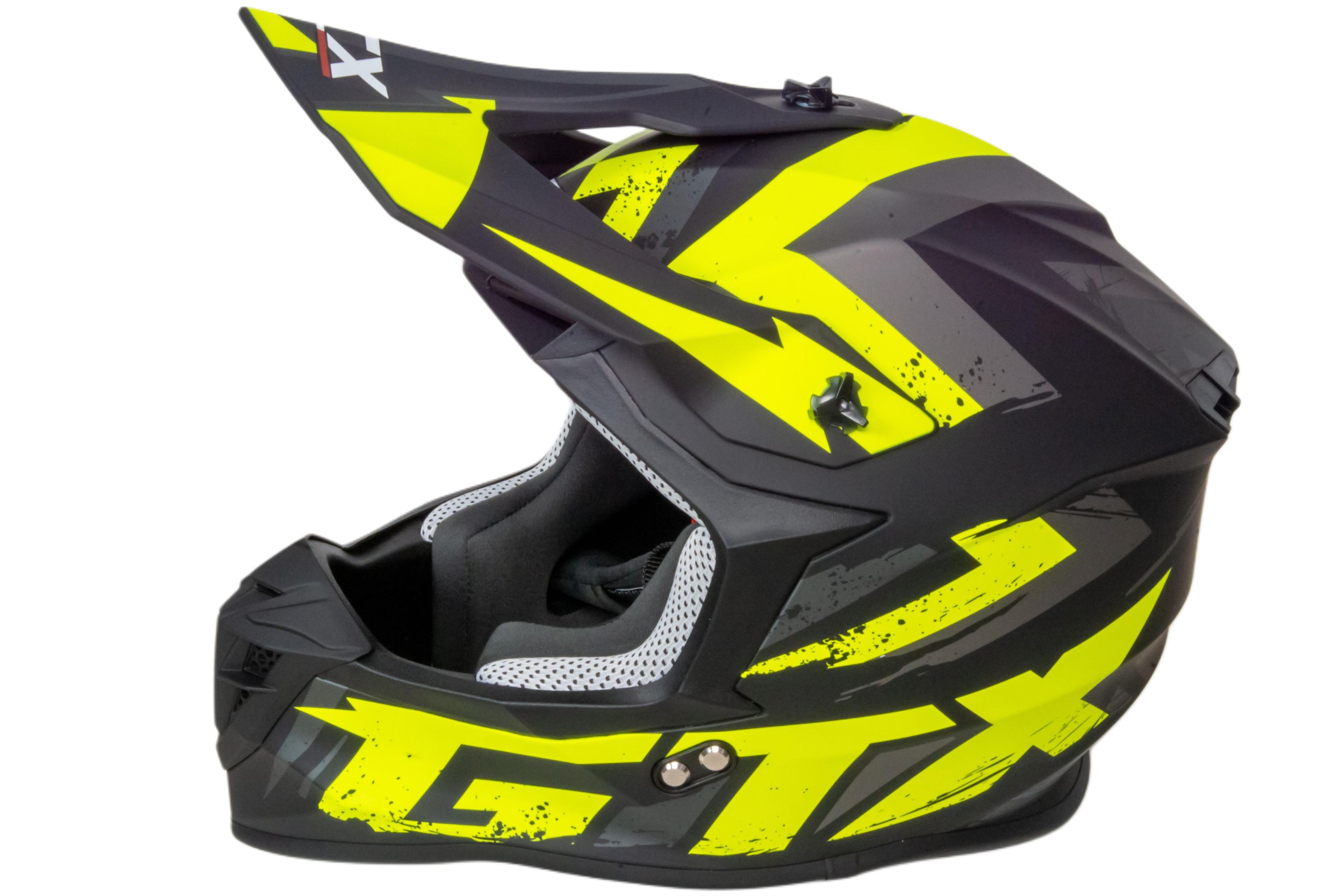 Шлем мото кроссовый GTX 633 №8 (XL) BLACK/FLUO YELLOW GREY