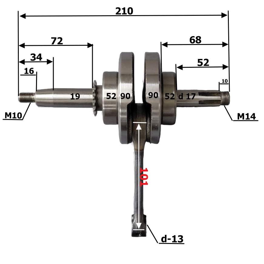 Коленвал 1P52FMI 125см3 (C120)(52,4*55,5) ZS