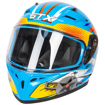 Шлем мото интеграл GTX 578S №2 (M) BLUE / ORANGE YELLOW подростковый