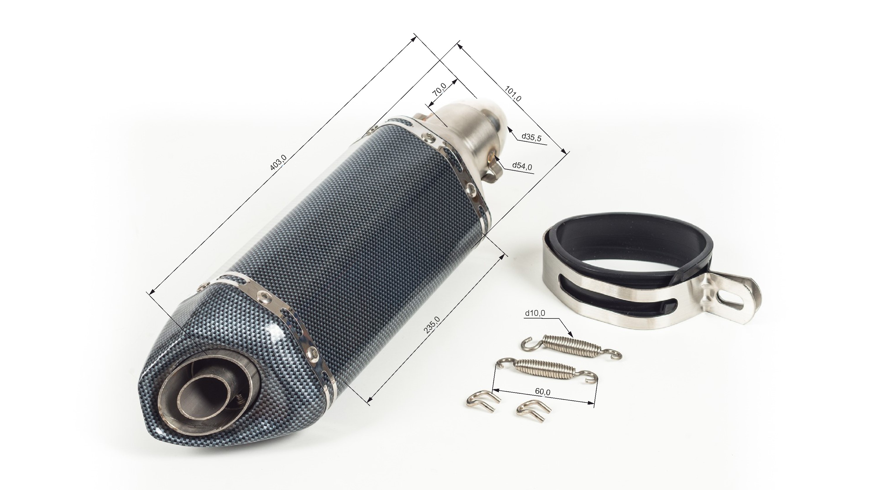 Глушитель AKRAPOVIC  №7 шестигранный карбон
