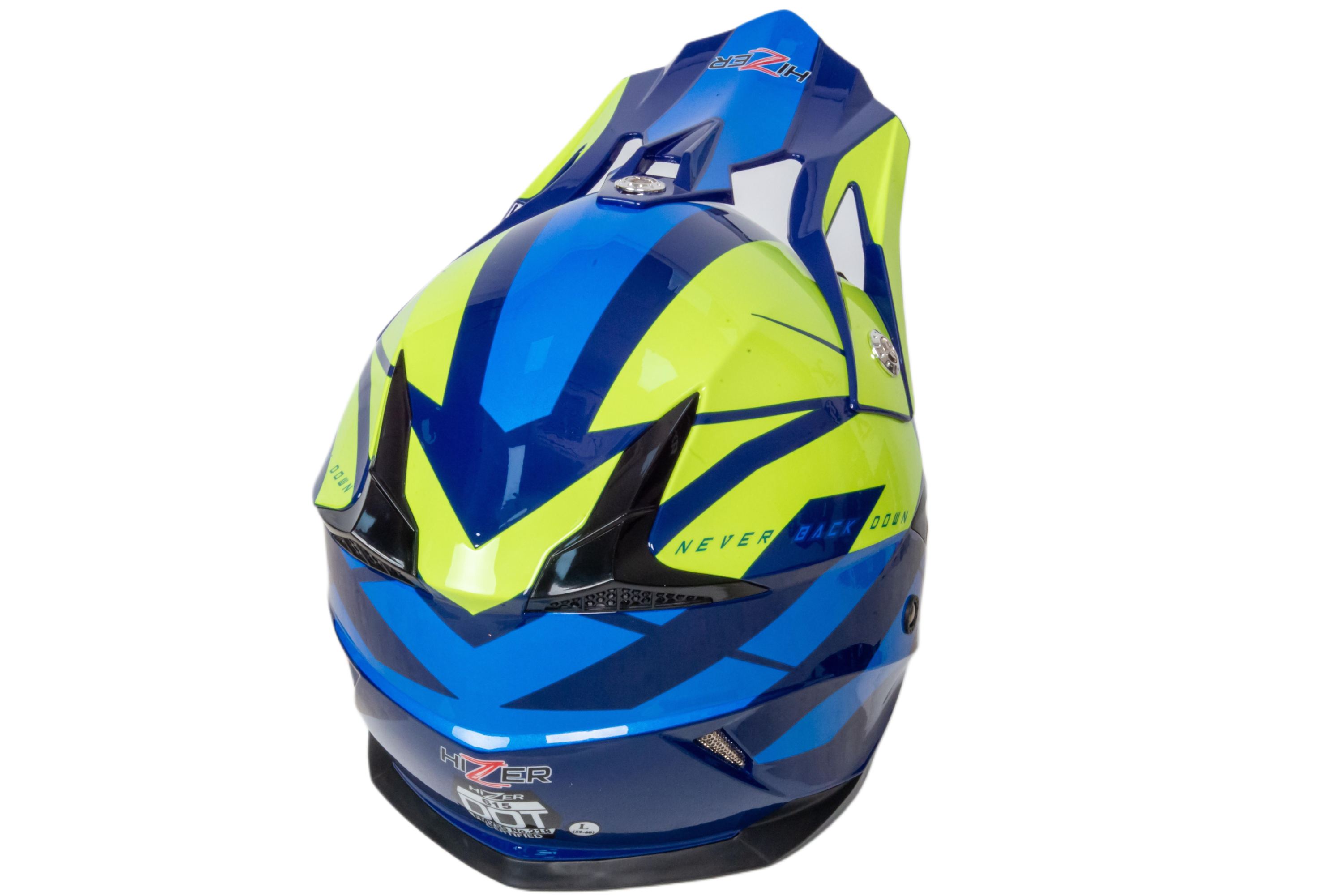 Шлем мото кроссовый HIZER 915 №6 (XL) havy/neon/yellow/blue