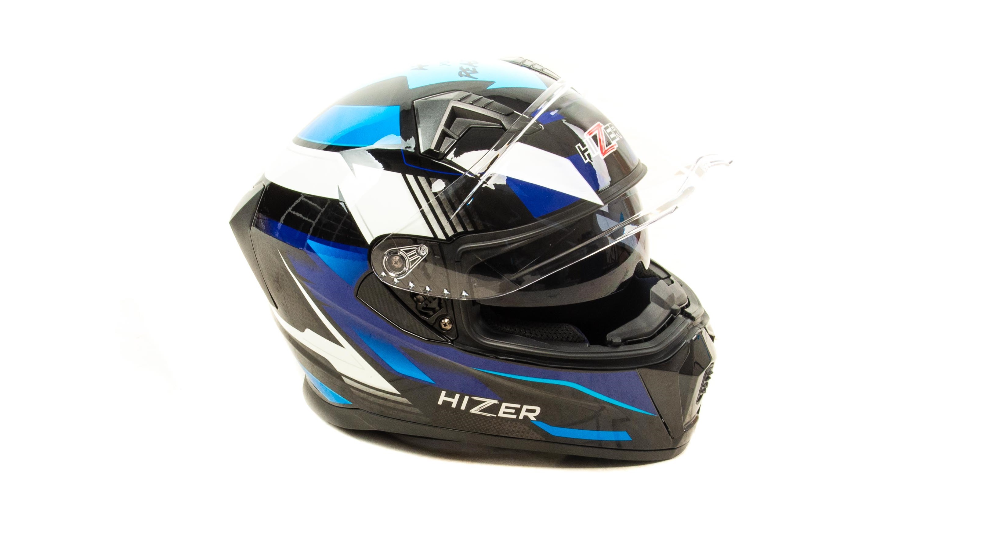 Шлем мото интеграл HIZER J5320 №1 (S)  black/blue (2 визора)