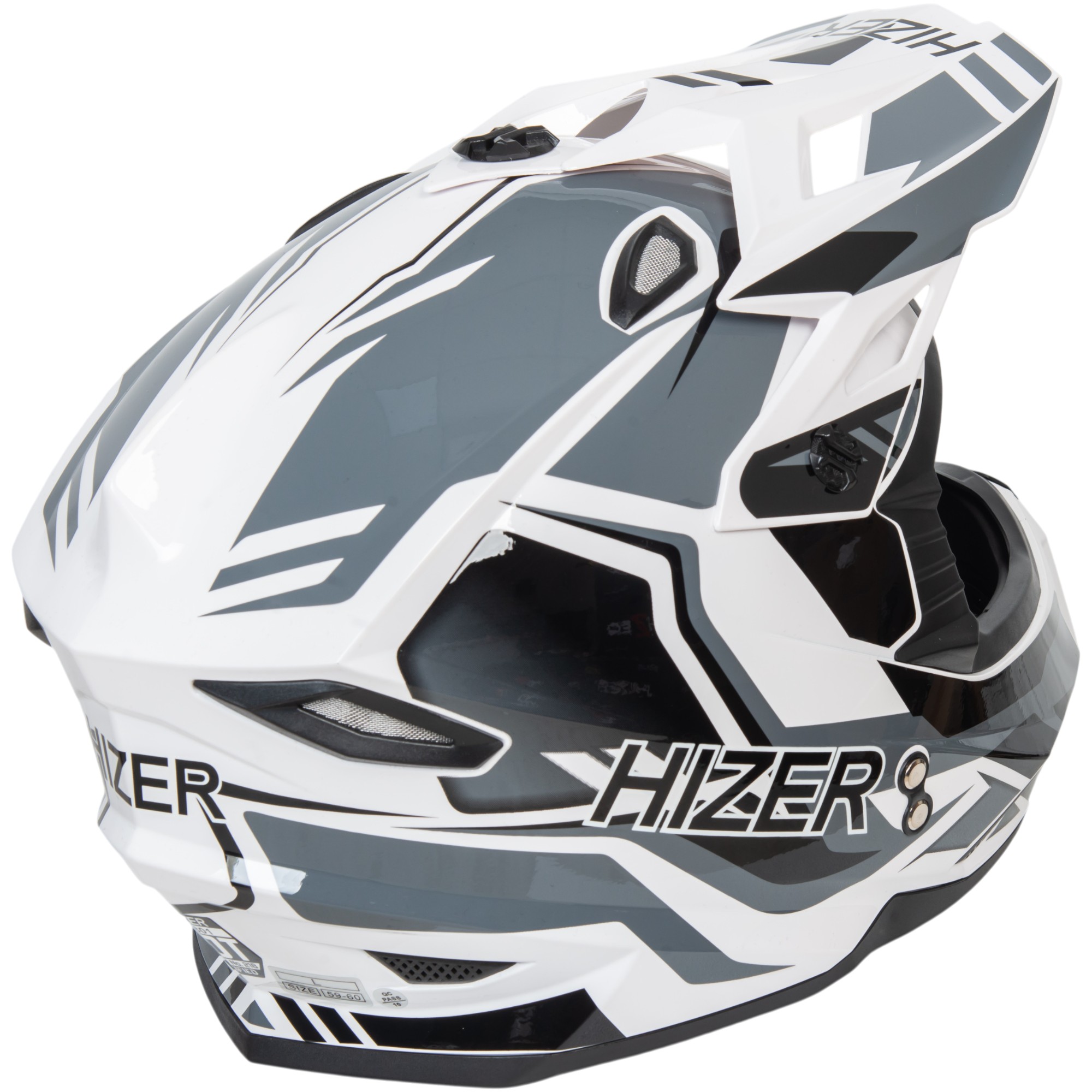 Шлем мото кроссовый HIZER J6801 №4 (M) white/gray