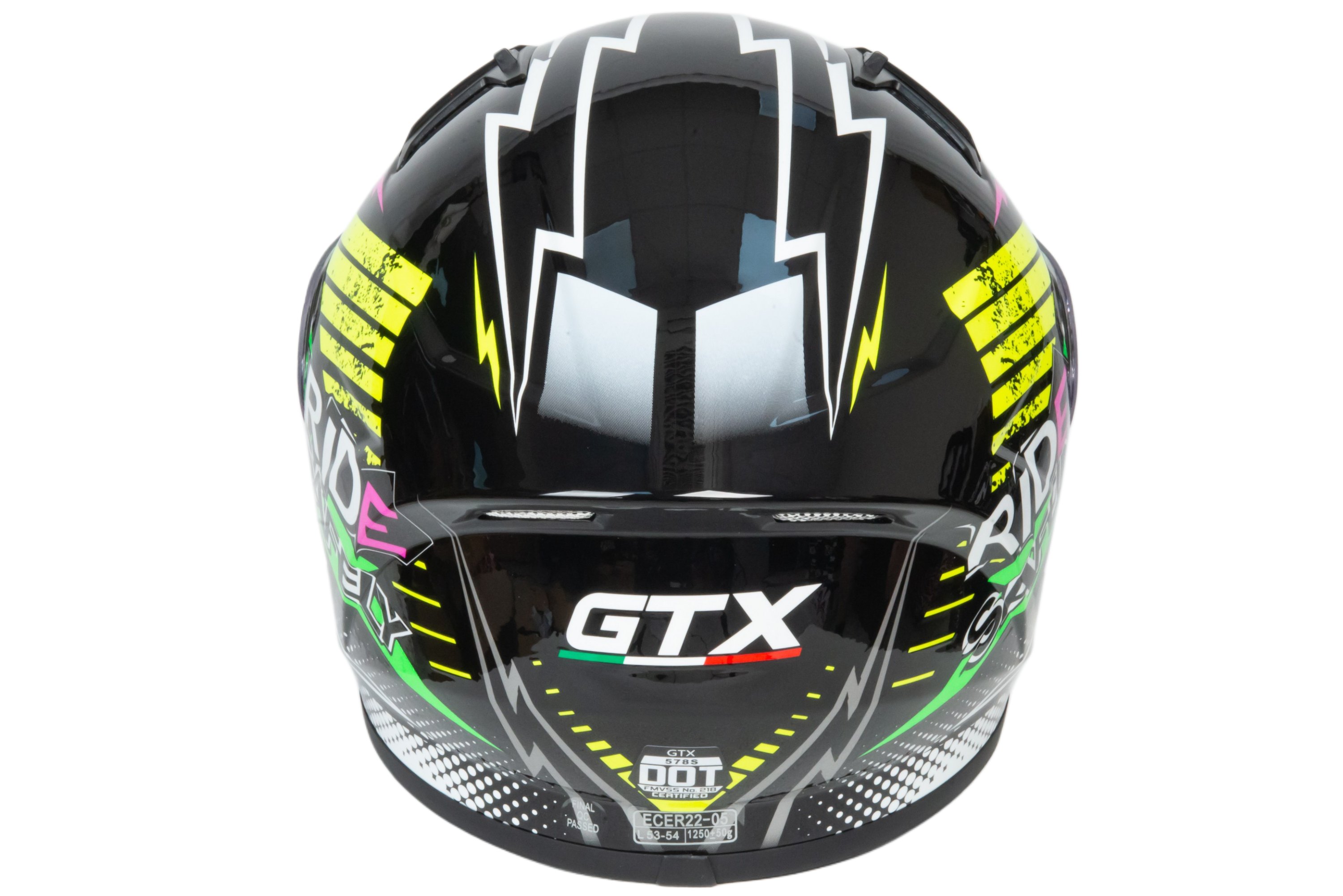 Шлем мото интеграл GTX 578S №1 (L) BLACK / FLUO GREEN YELLOW подростковый