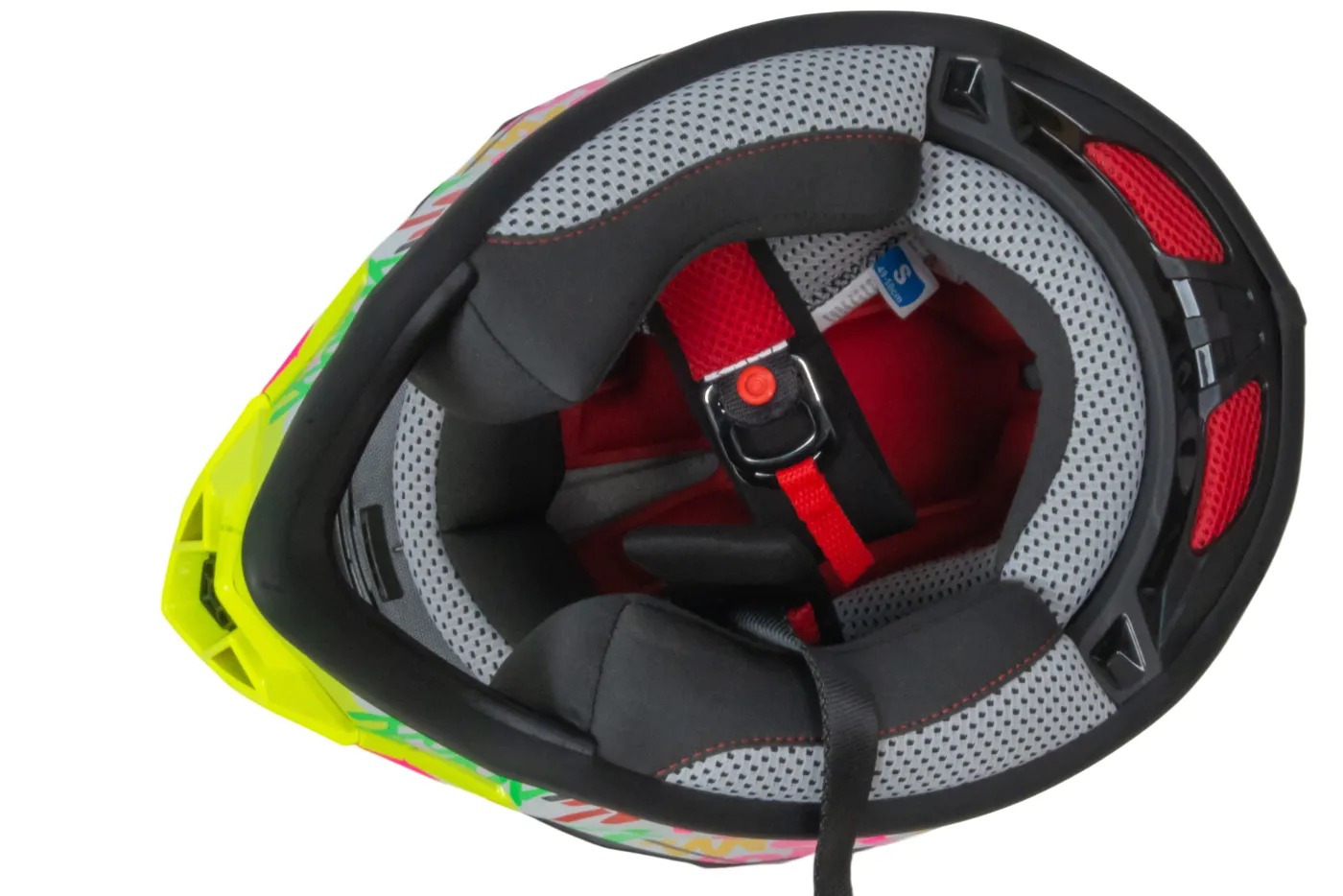 Шлем мото кроссовый GTX 632S №1 (L) FLUO YELLOW / RED BLUE детский (53-54)
