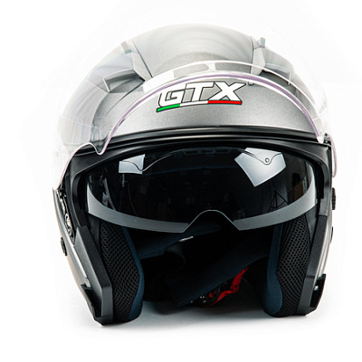 Шлем мото открытый GTX 278 №1 (XL) Metal Titanium (2 визора)