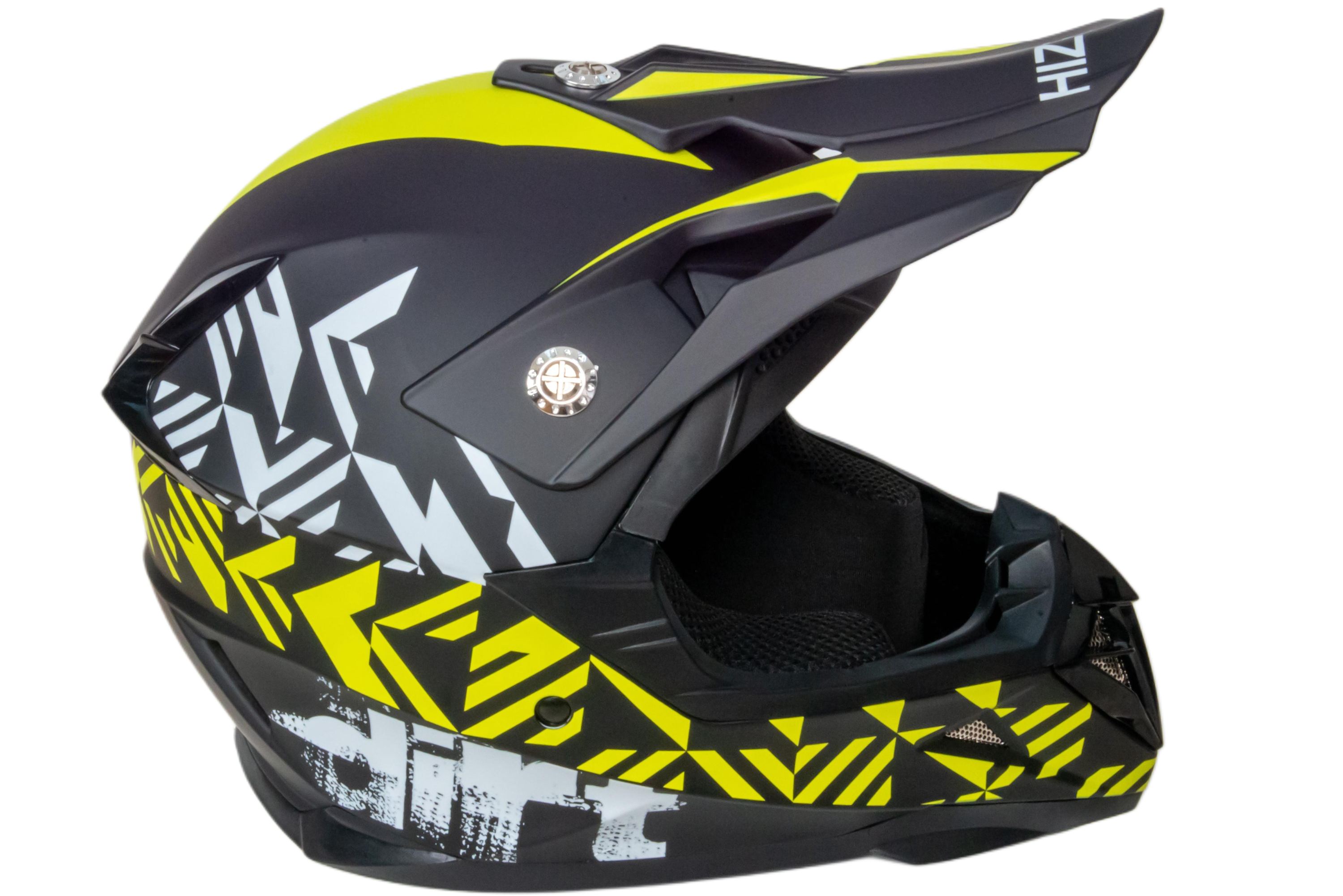 Шлем мото кроссовый HIZER 211 №2 (L)  black/green (подростковый)