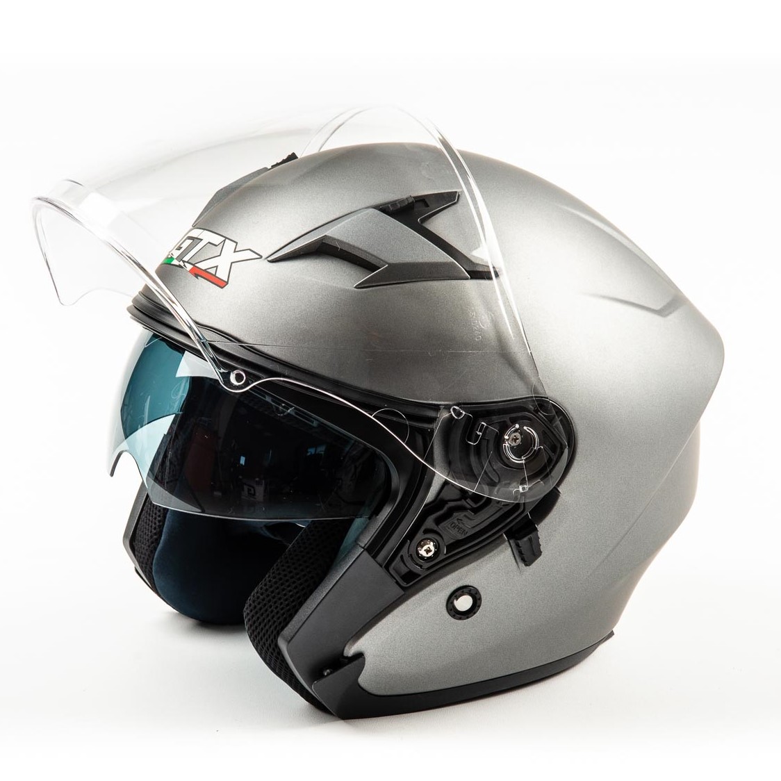 Шлем мото открытый GTX 278 №1 (L) Metal Titanium (2 визора)