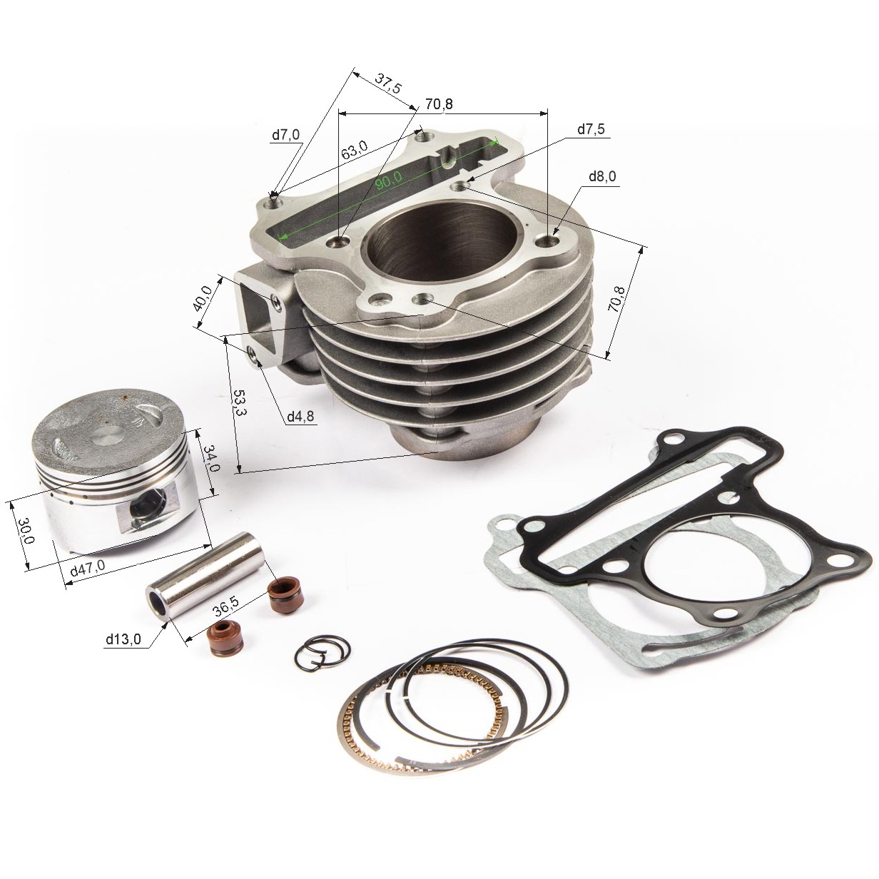 Цилиндро поршневая группа ( ЦПГ ) 139QMB 80см3 d=47mm