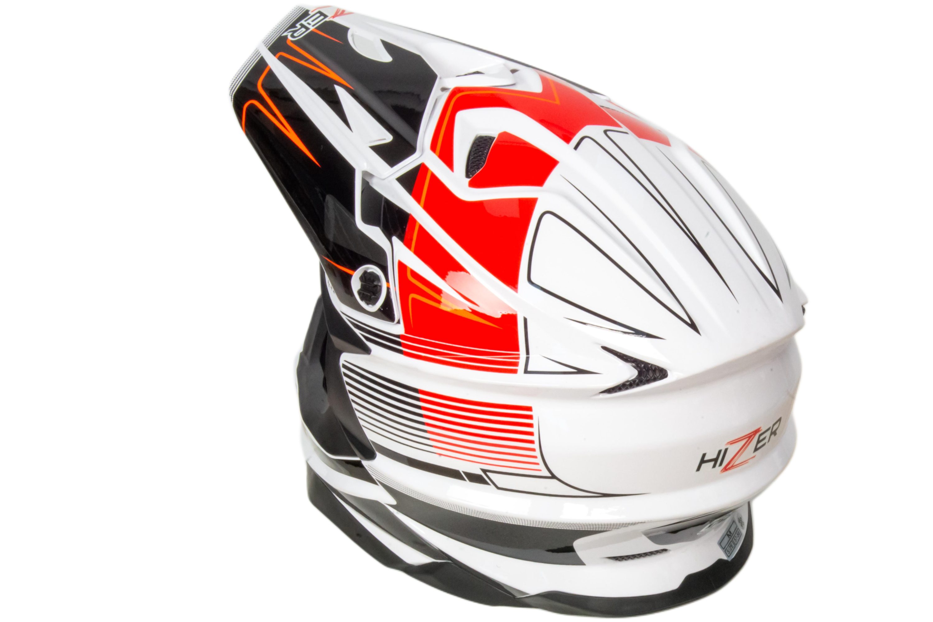 Шлем мото кроссовый HIZER J6803 №1 (S) WHITE/ORANGE