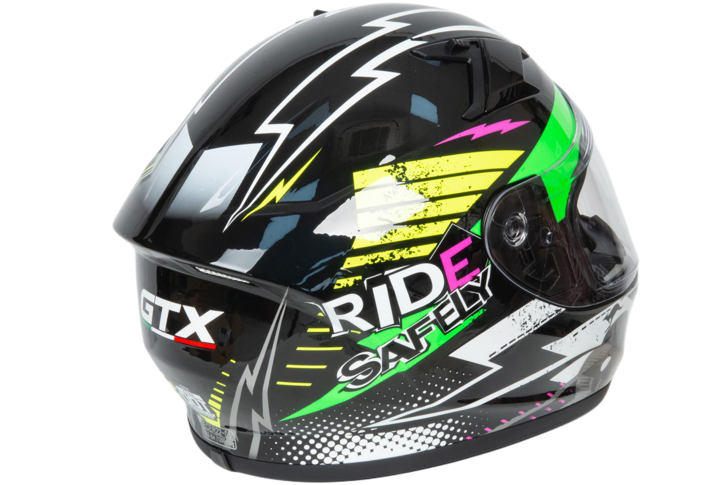 Шлем мото интеграл GTX 578S №1 (L) BLACK / FLUO GREEN YELLOW подростковый