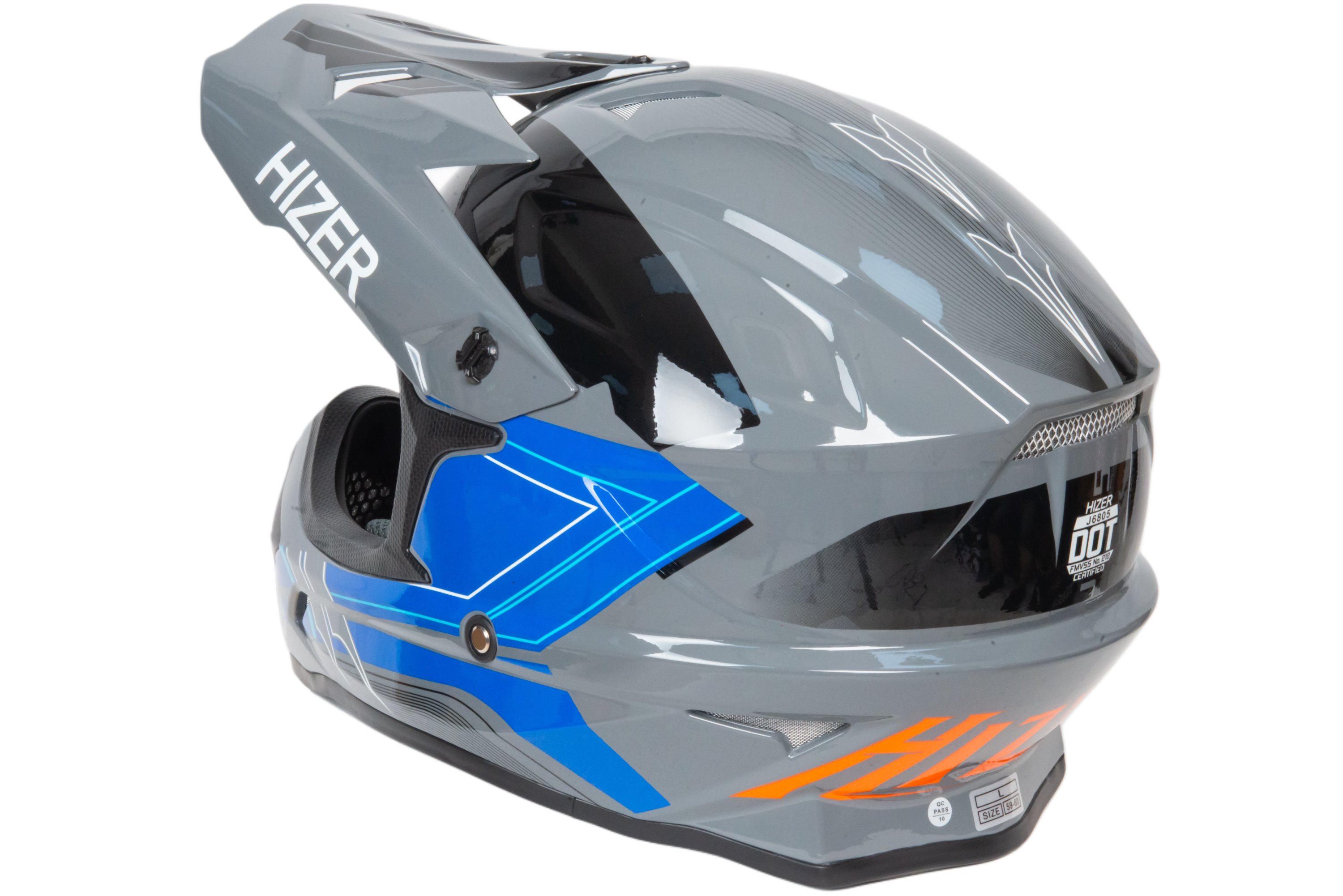 Шлем мото кроссовый HIZER J6805 №4 (XL) grey/blue