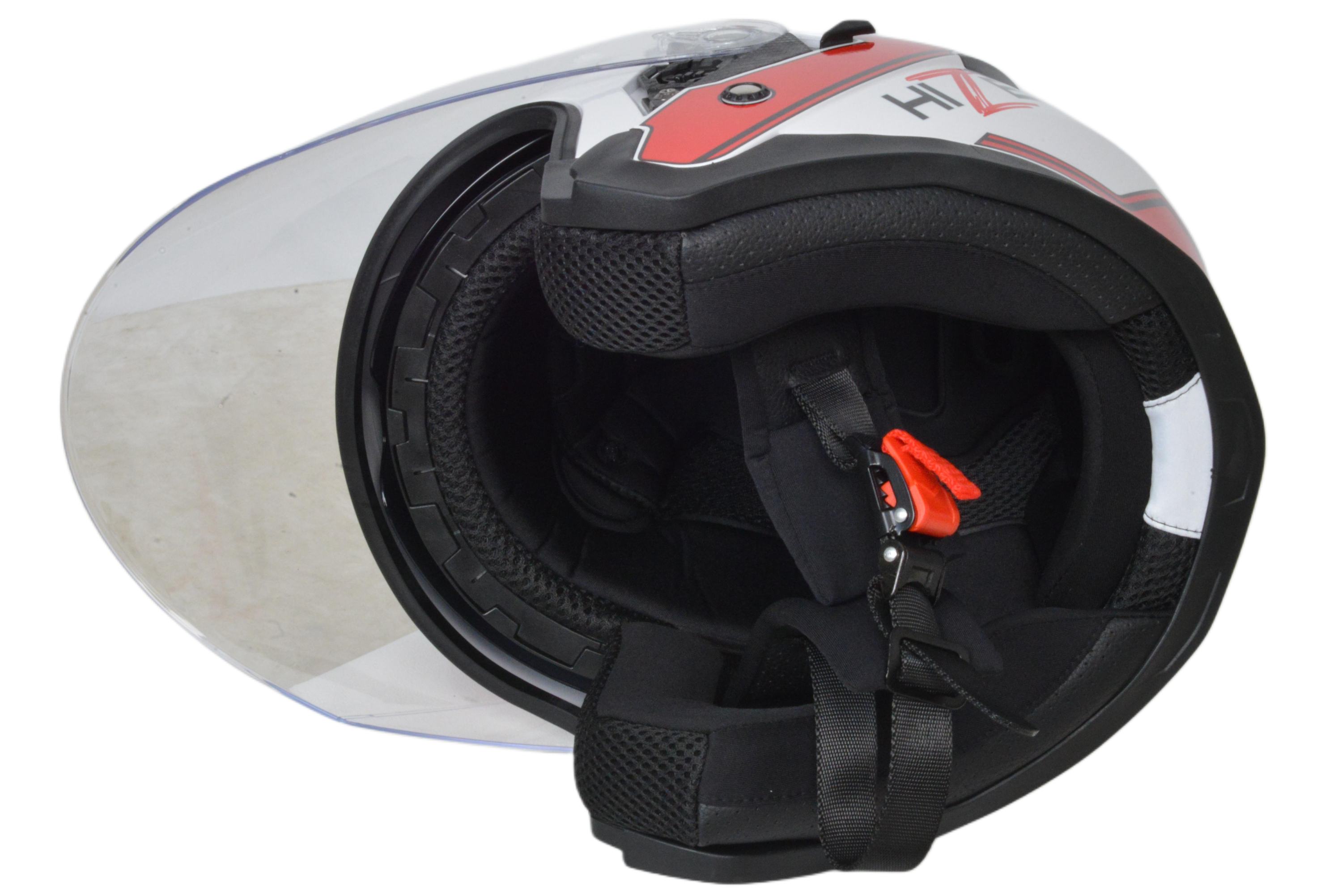Шлем мото открытый HIZER J222 №1 (L) white/red (2 визора)
