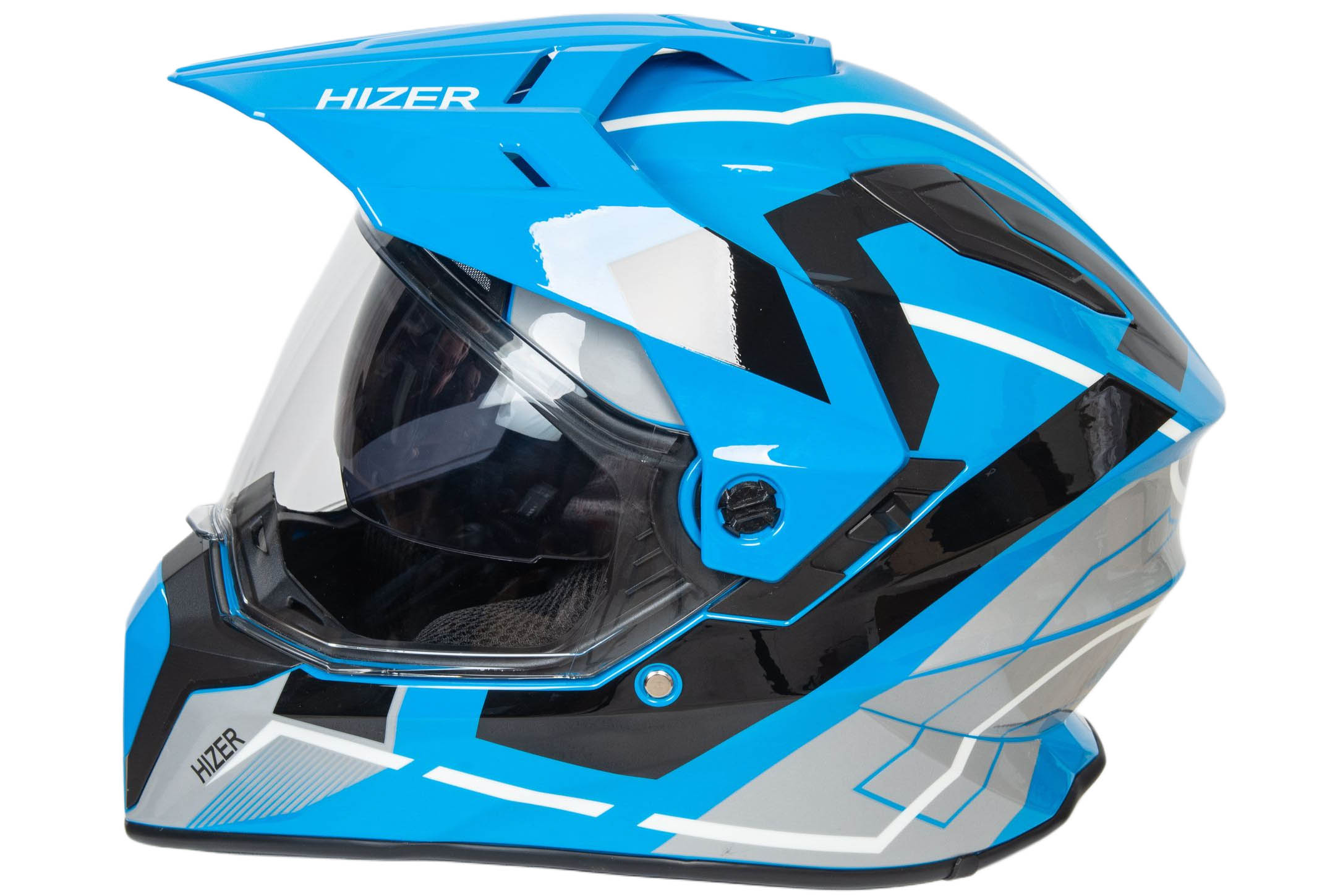 Шлем мото мотард HIZER J6808 №1 (L) blue (2 визора)