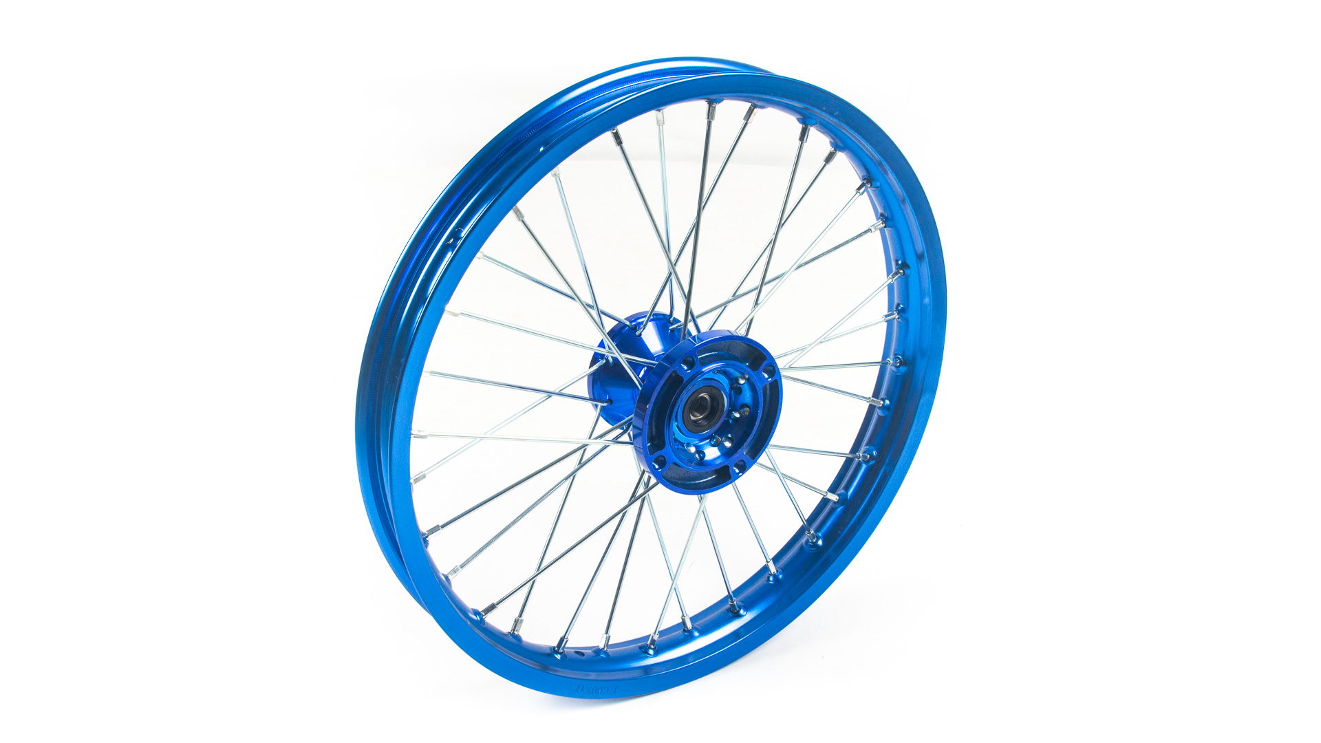 Обод передний 17" (1,60-R17 d=15mm) CNC ступица, алюминий/синий X-TECH