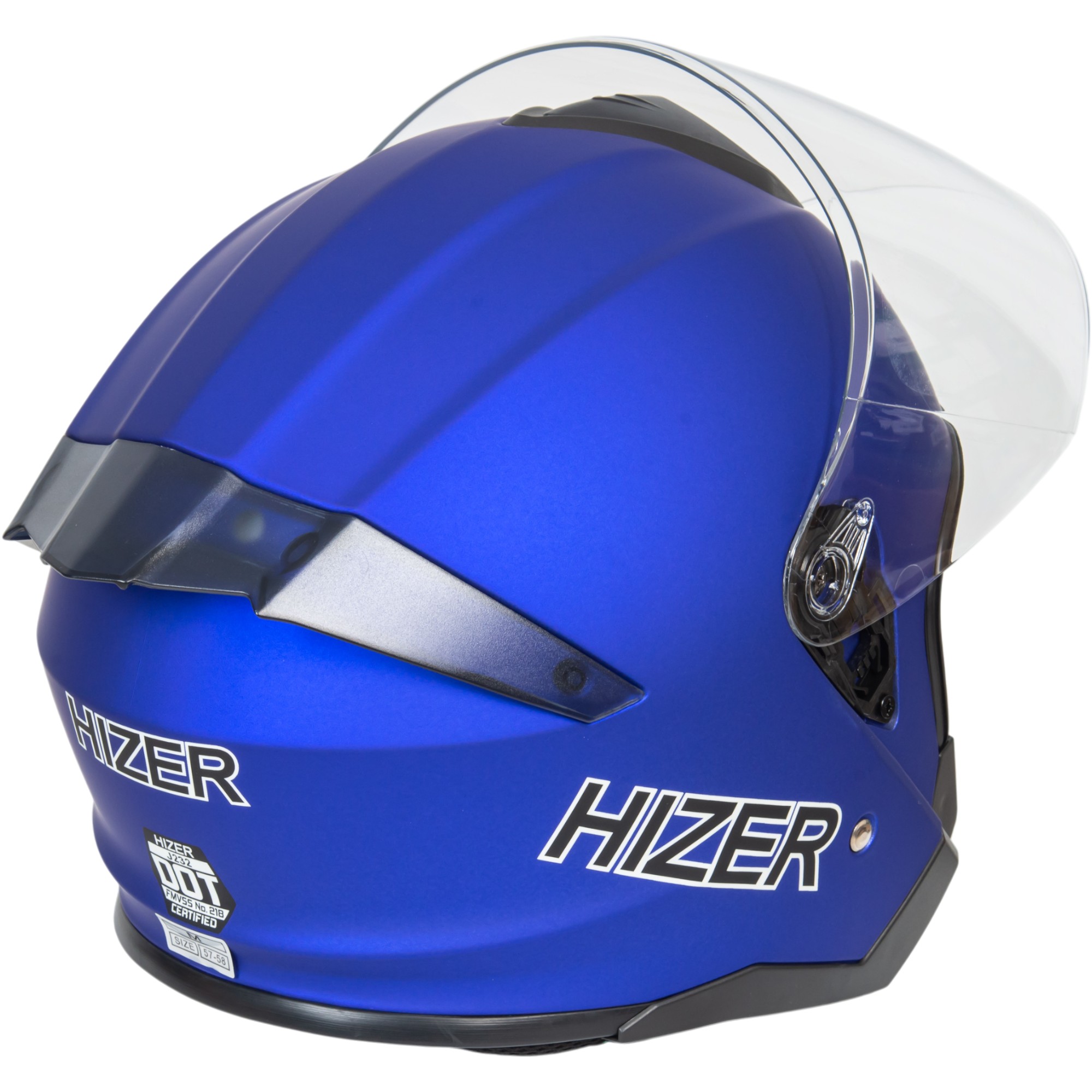 Шлем мото открытый HIZER J232 №2 (M) matte blue (2 визора)