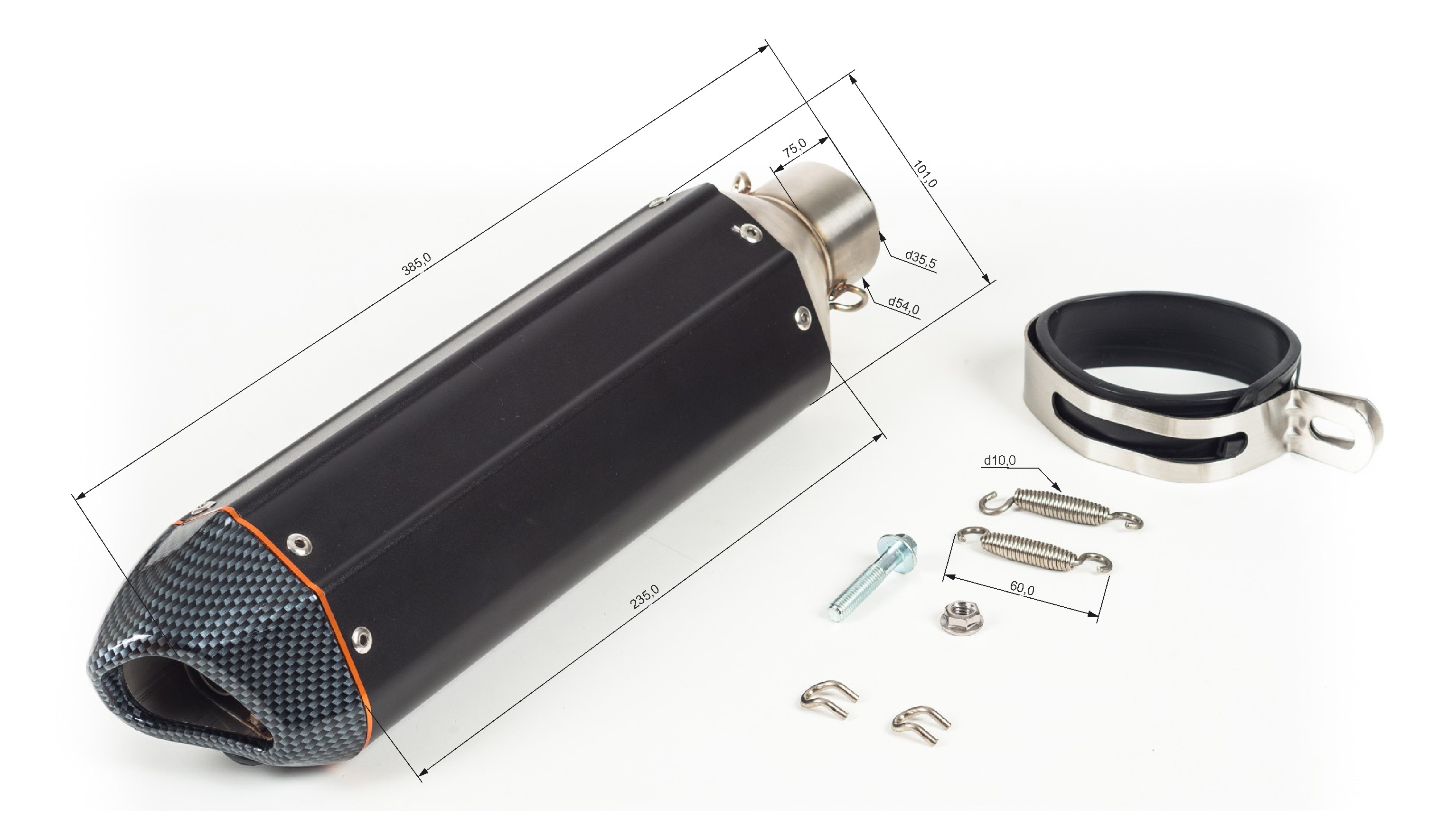 Глушитель AKRAPOVIC  №3 шестигранный черный